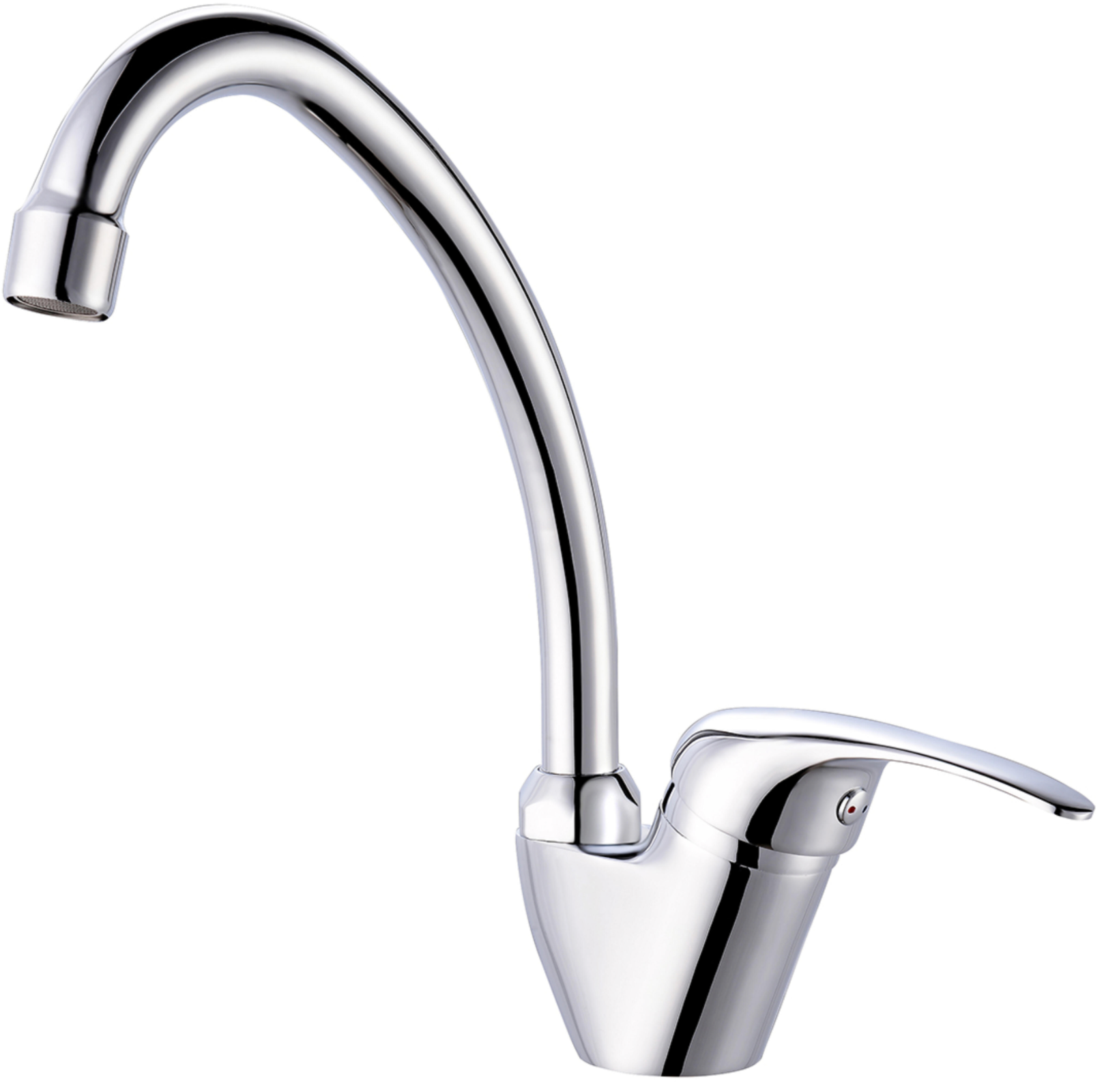 Eéngreeps keukenkraan Curve – chroom / messing / zilvergrijs