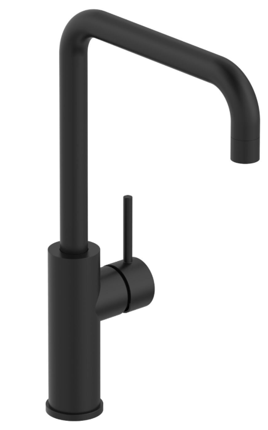 Atlantis PVD eengreeps keukenkraan – mat zwart / roestvrij staal – hoge uitloop