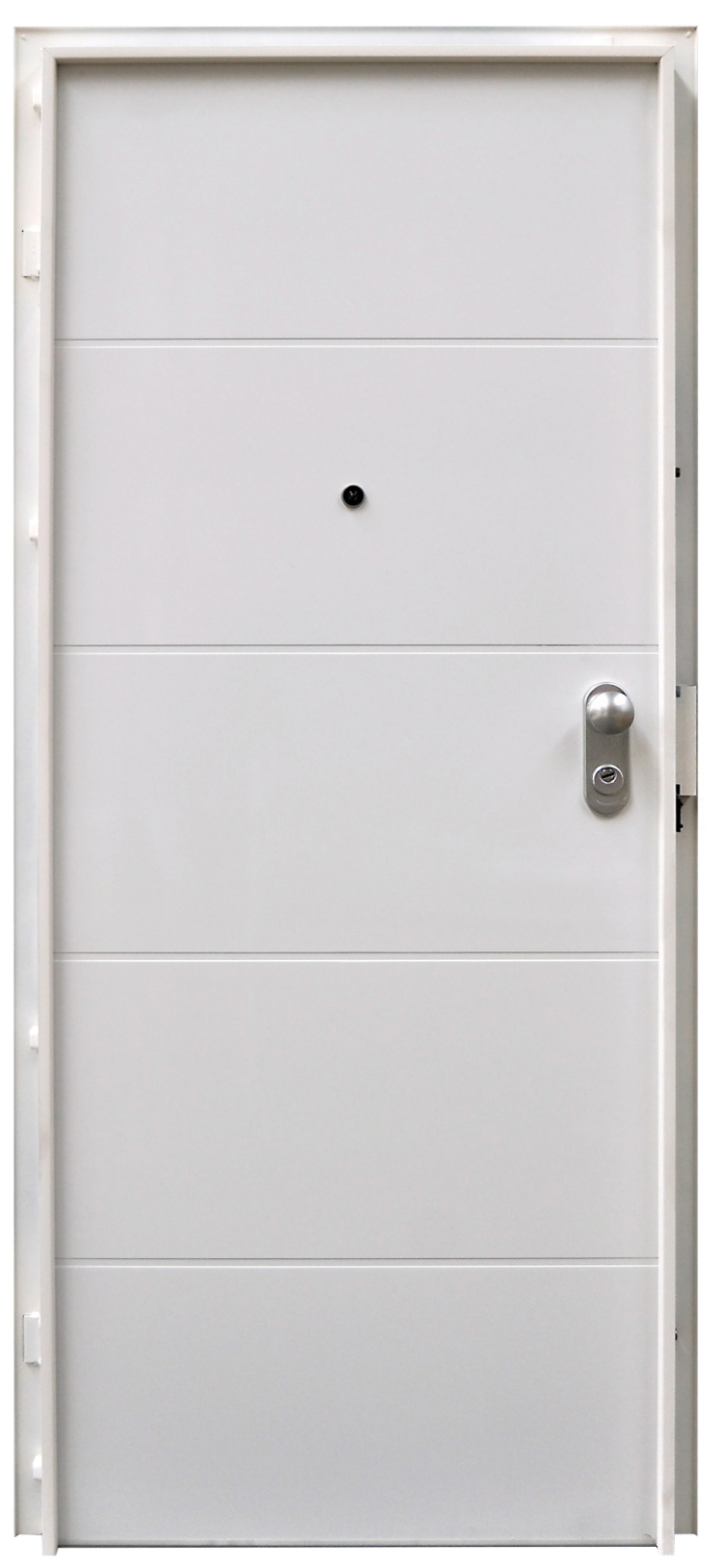 Armored VT5 security door - 203 × 80 cm – white exterior & interior – right-hand opening