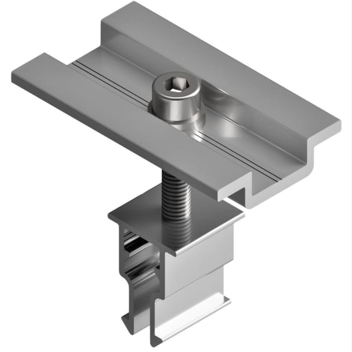 Presor Central S11 Sunfer – Juego de abrazaderas centrales para módulos solares – 2 piezas – aluminio / acero inoxidable