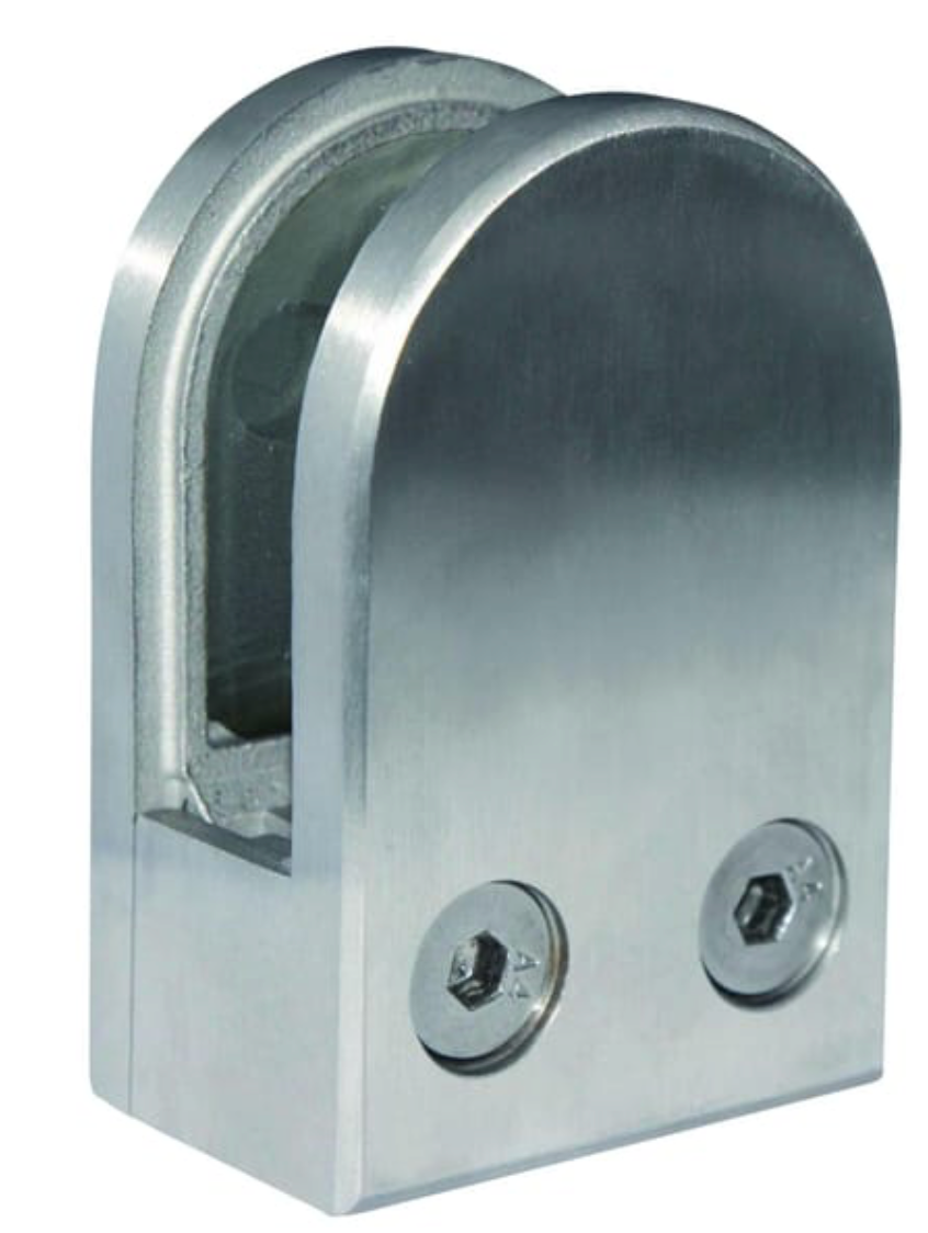 4er‑Set Wandhalterungen für Glas 8–12 mm, Edelstahl AISI316 satiniert