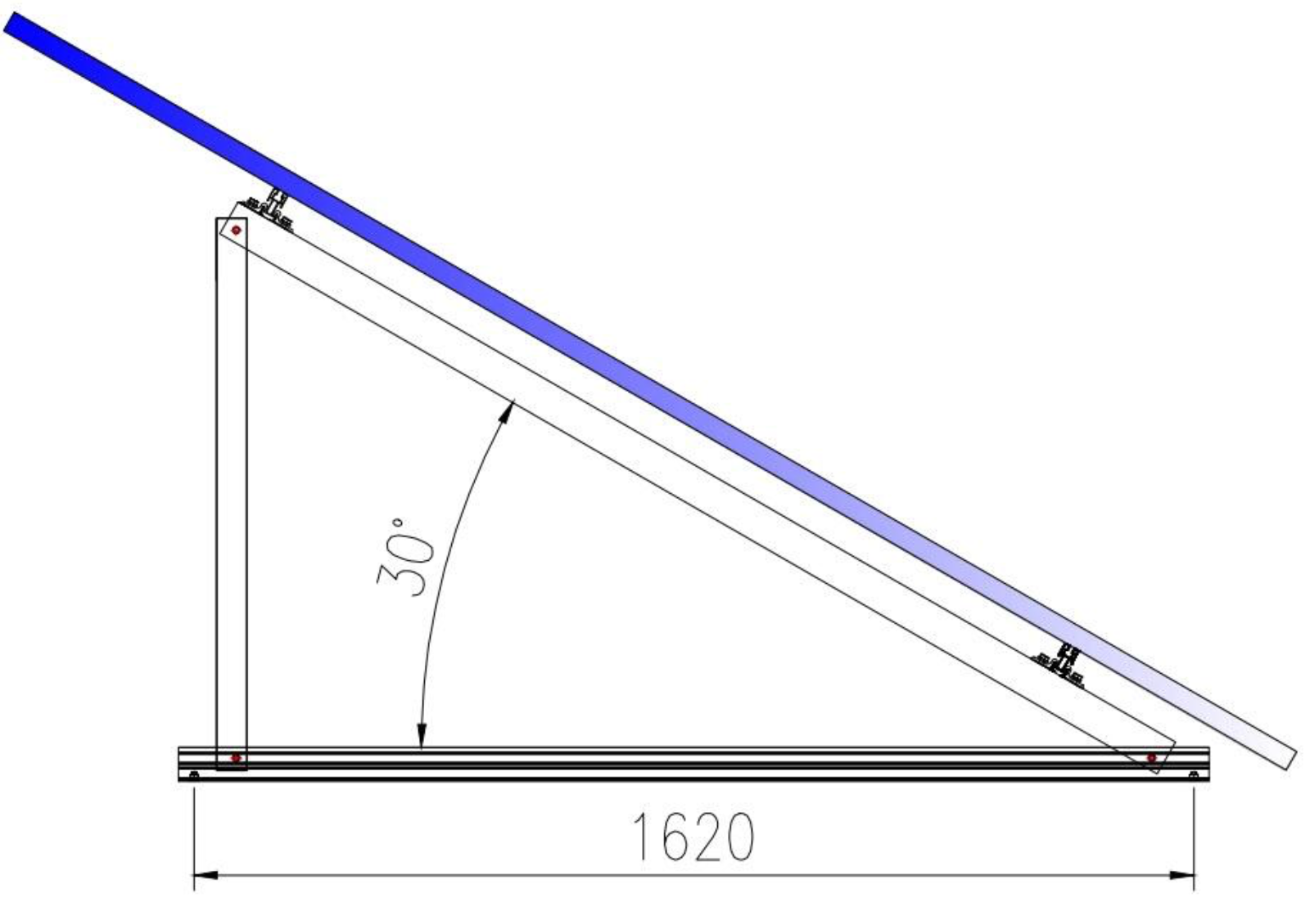 Dreiecksstruktur 30° TR11V SUNFER – Geschlossene Aluminiumhalterung für Solarmodule