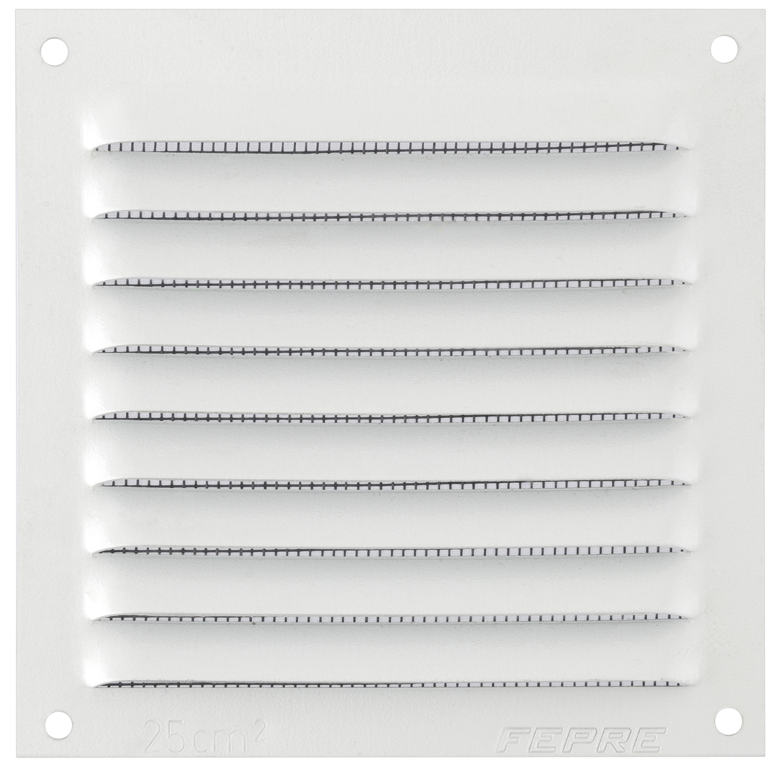 Rejilla de ventilación de superficie de aluminio blanco – 10×10cm, 0,8mm de espesor con mosquitera