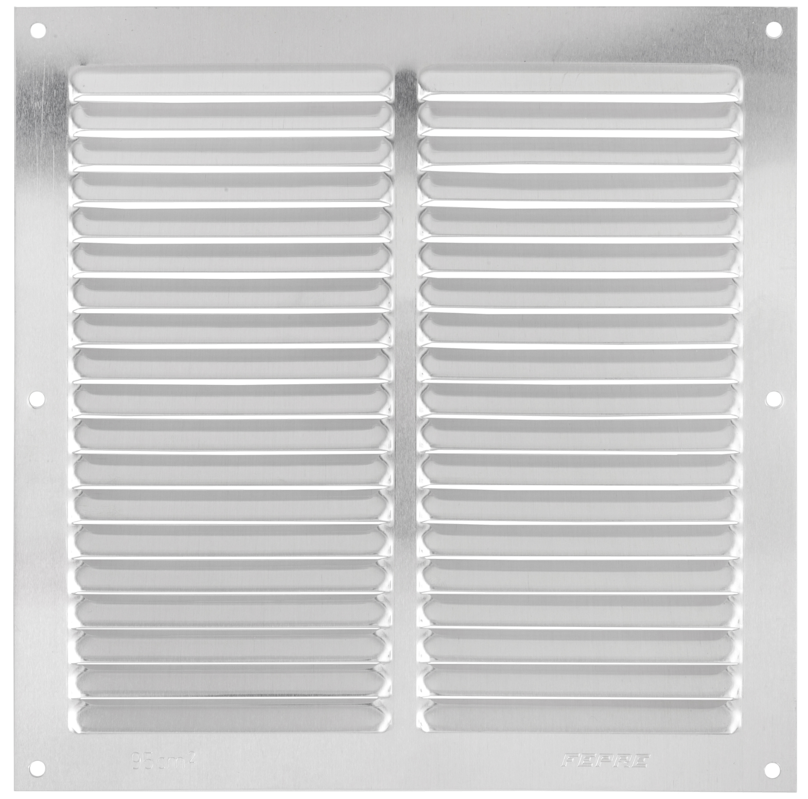 Surface-mounted ventilation grille – raw aluminum – 20 × 20 cm – 0.6 mm