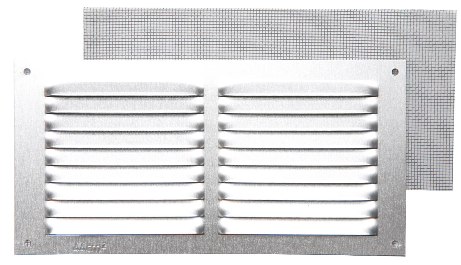 Ventilatierooster met hor – ruw aluminium – 10 × 20 cm – 0,8 mm