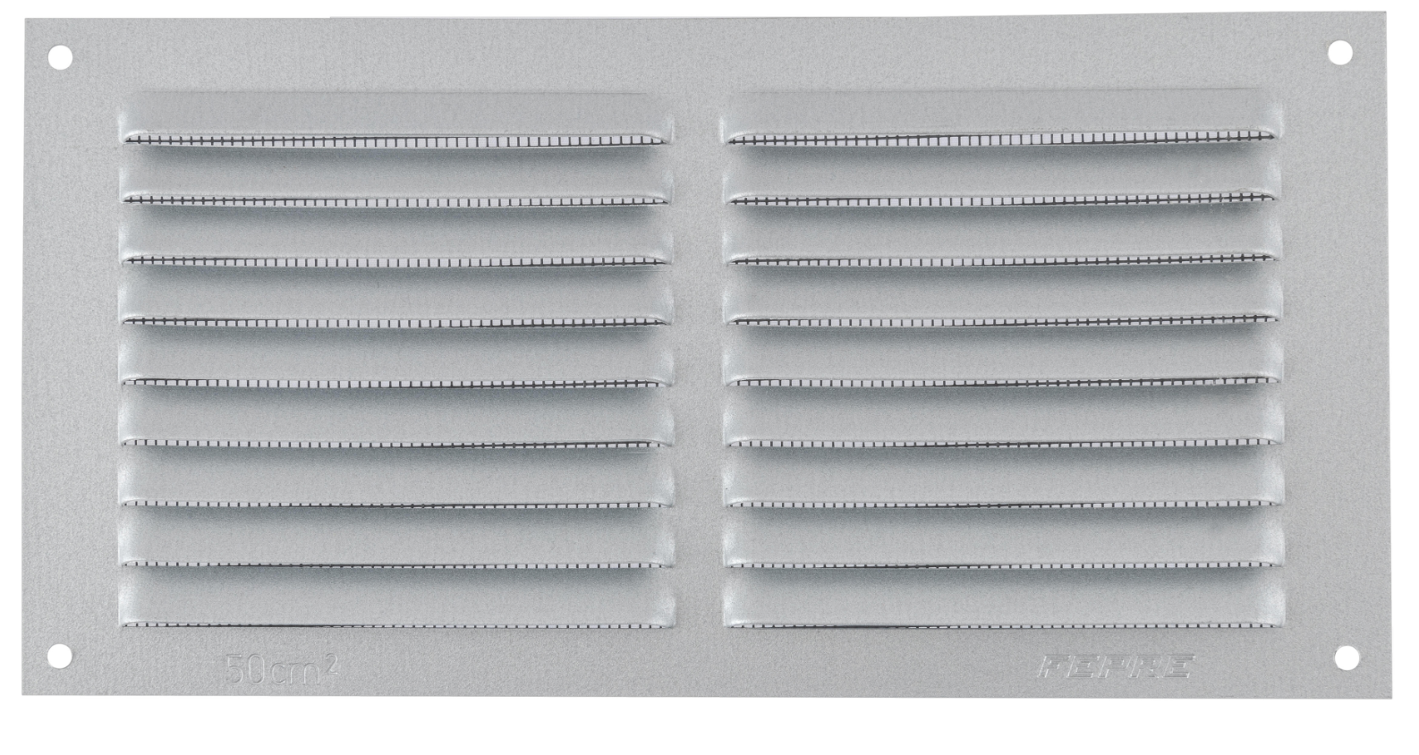 Ventilatierooster met hor – ruw aluminium – 10 × 20 cm – 0,8 mm