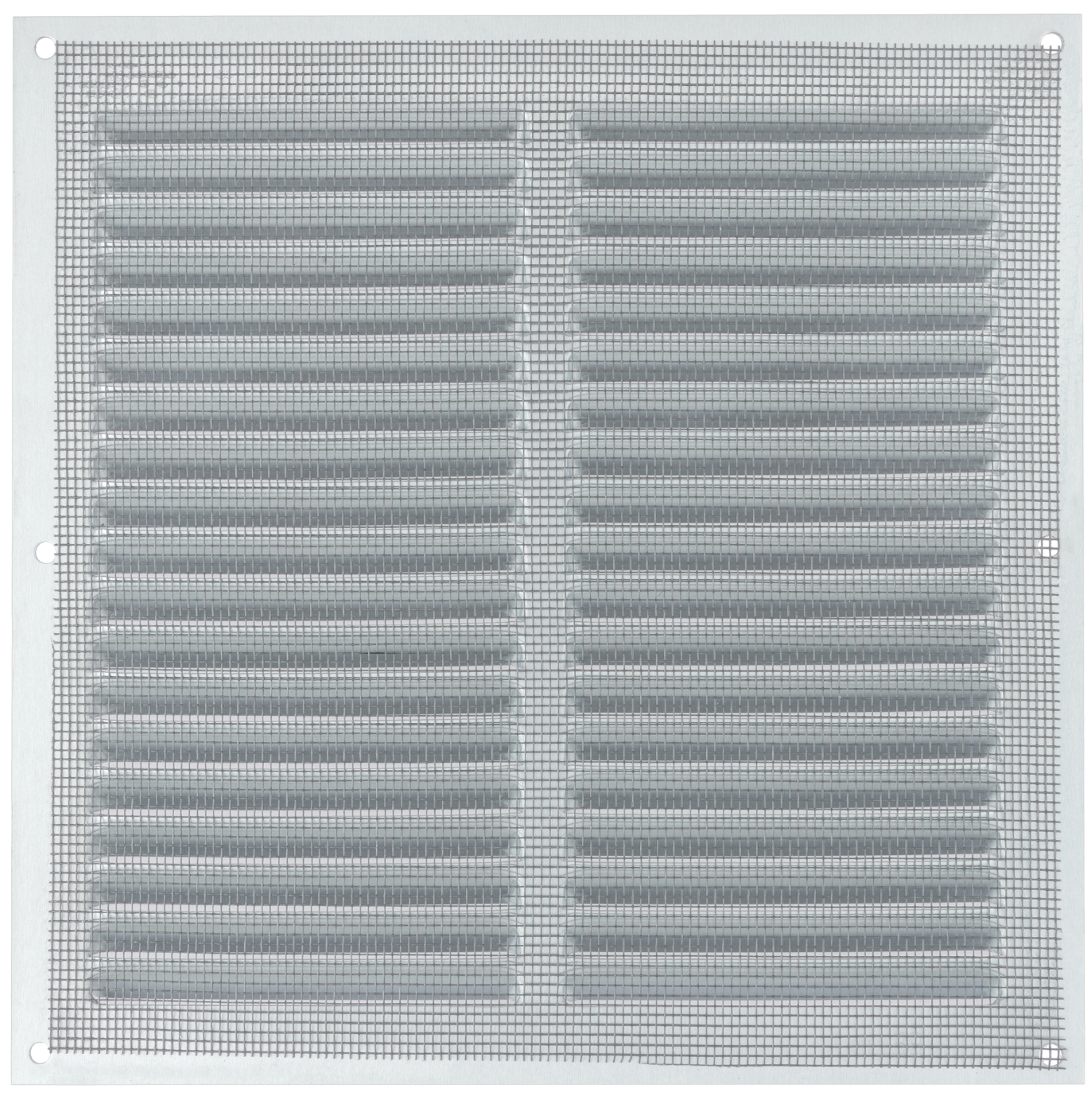 Rejilla de ventilación de aluminio bruto para montaje en superficie – 20×20cm, 0,8mm de espesor con mosquitera