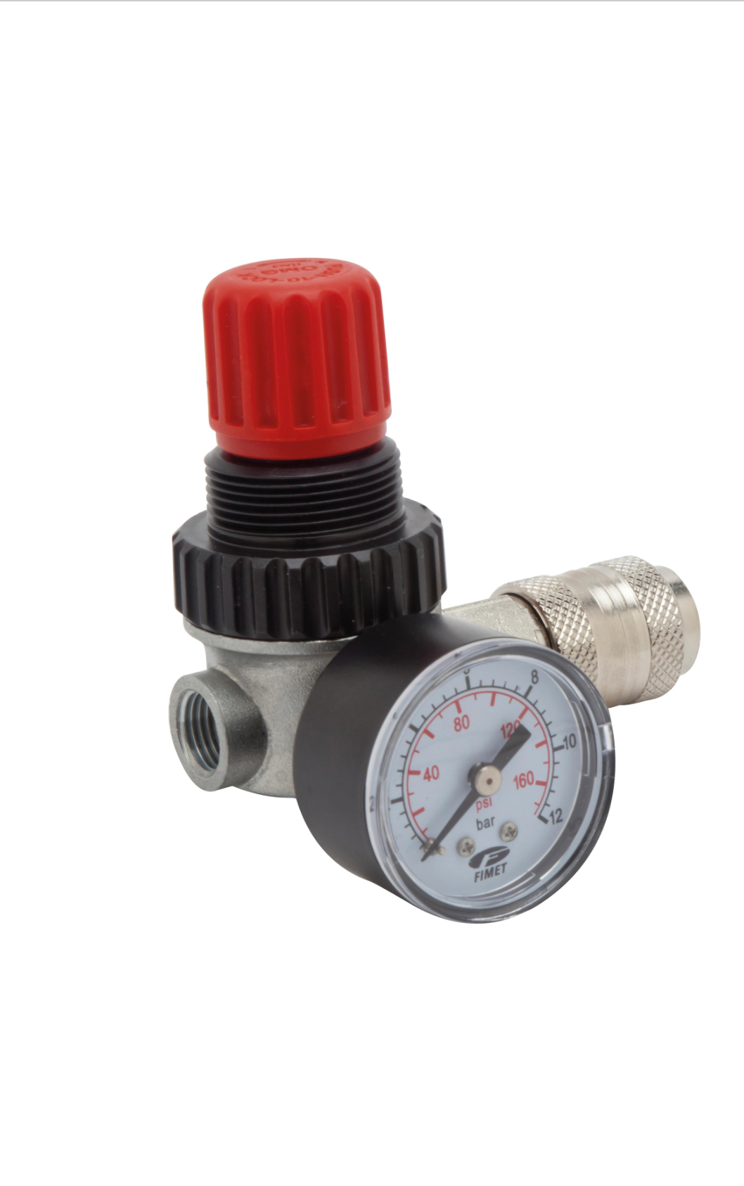 Pressure reducer for compressed air – 1/4" female thread – incl. universal quick coupling