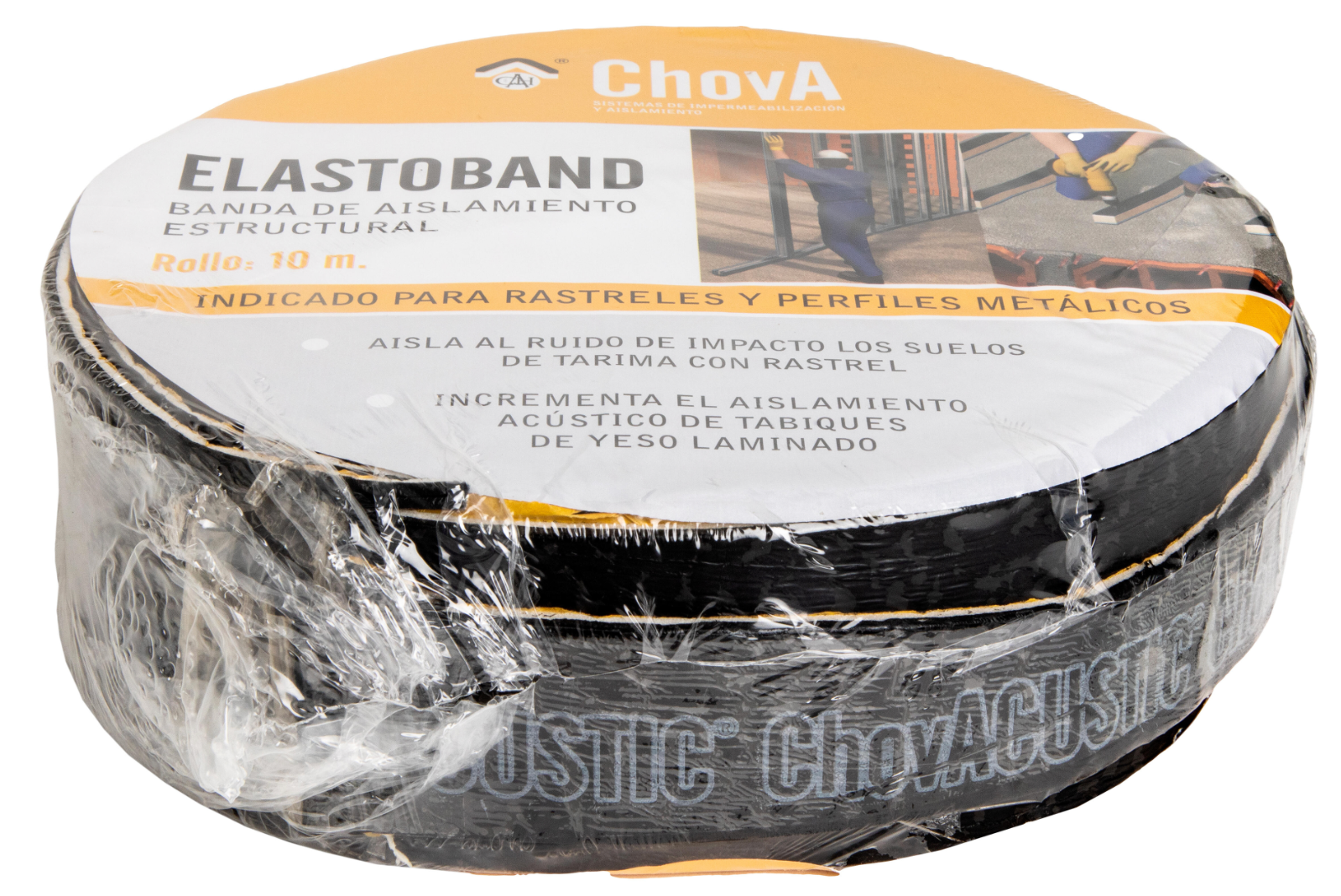 Acoustic sealing tape Elastoband 70 mm × 10 m – 4 mm thick, self-adhesive