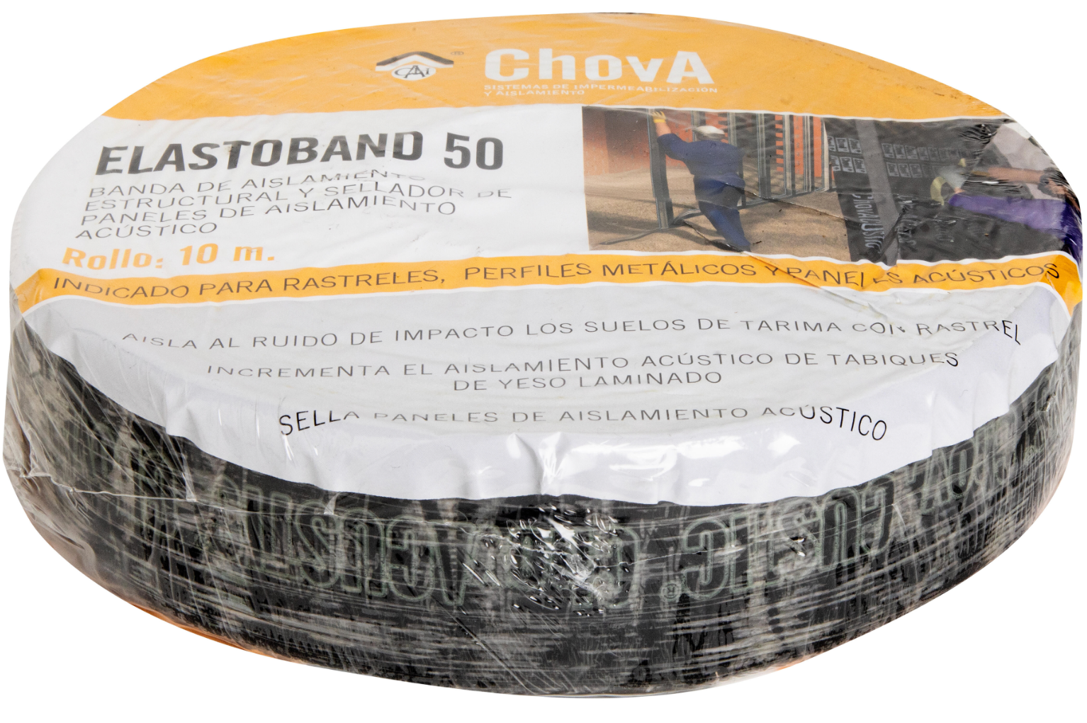 Acoustic sealing tape Elastoband 50 – 50 mm × 10 m, 4 mm thick, self-adhesive