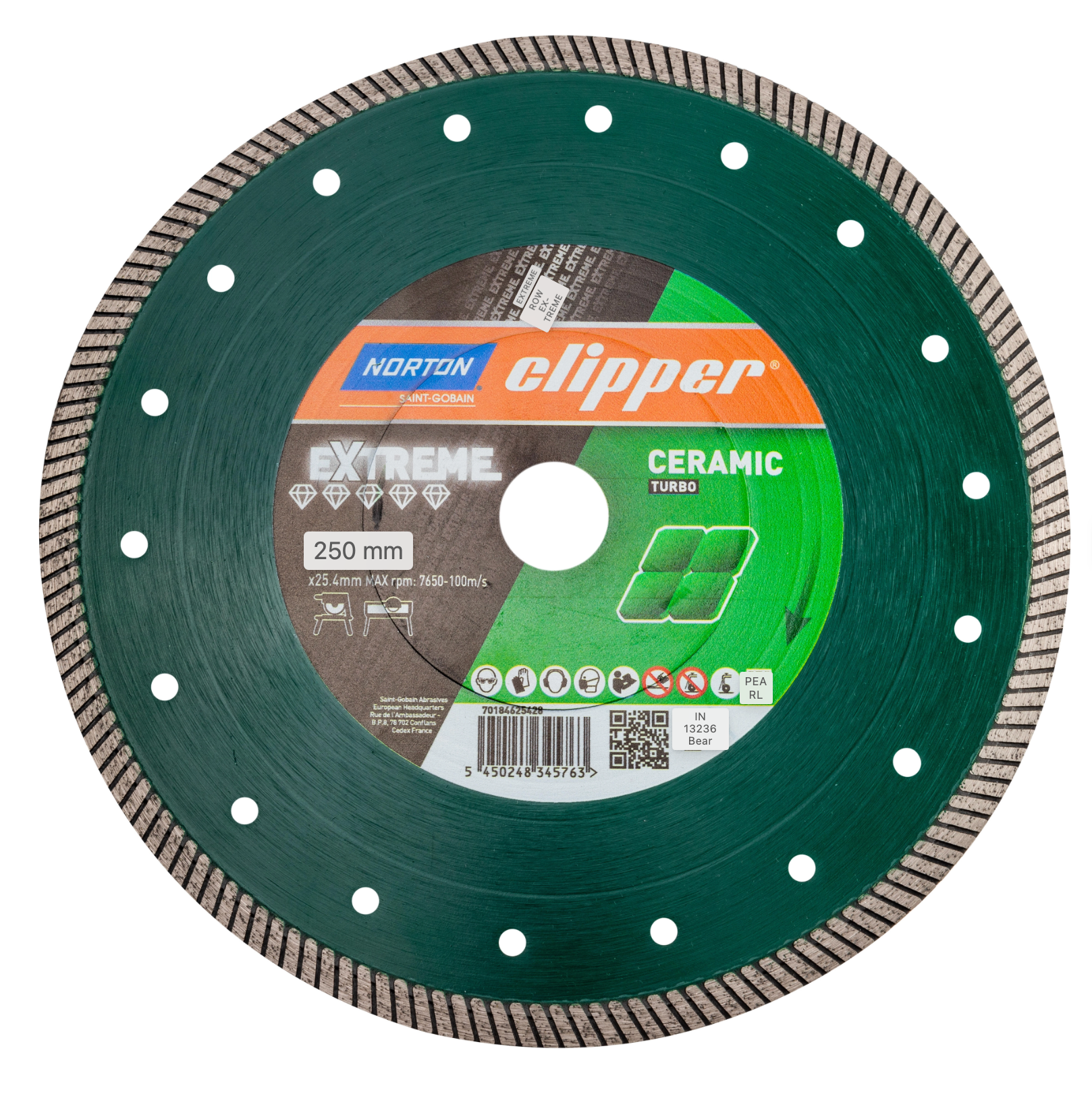 CLIPPER Diamond Cutting Disc for Porcelain – Turbo Continuous Rim 250 mm