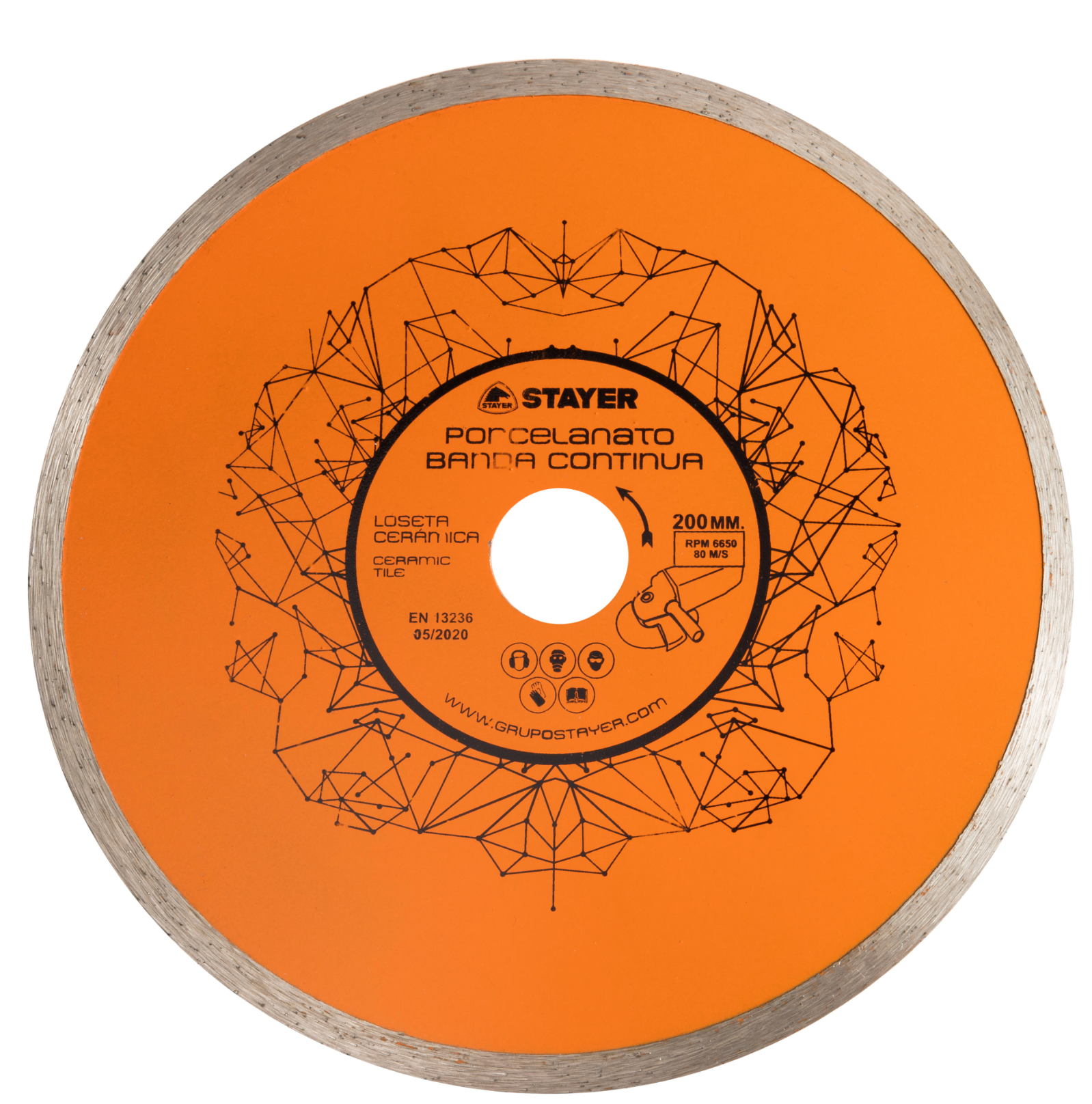 STAYER Diamond Cutting Disc for Porcelain – Continuous Rim 200 mm