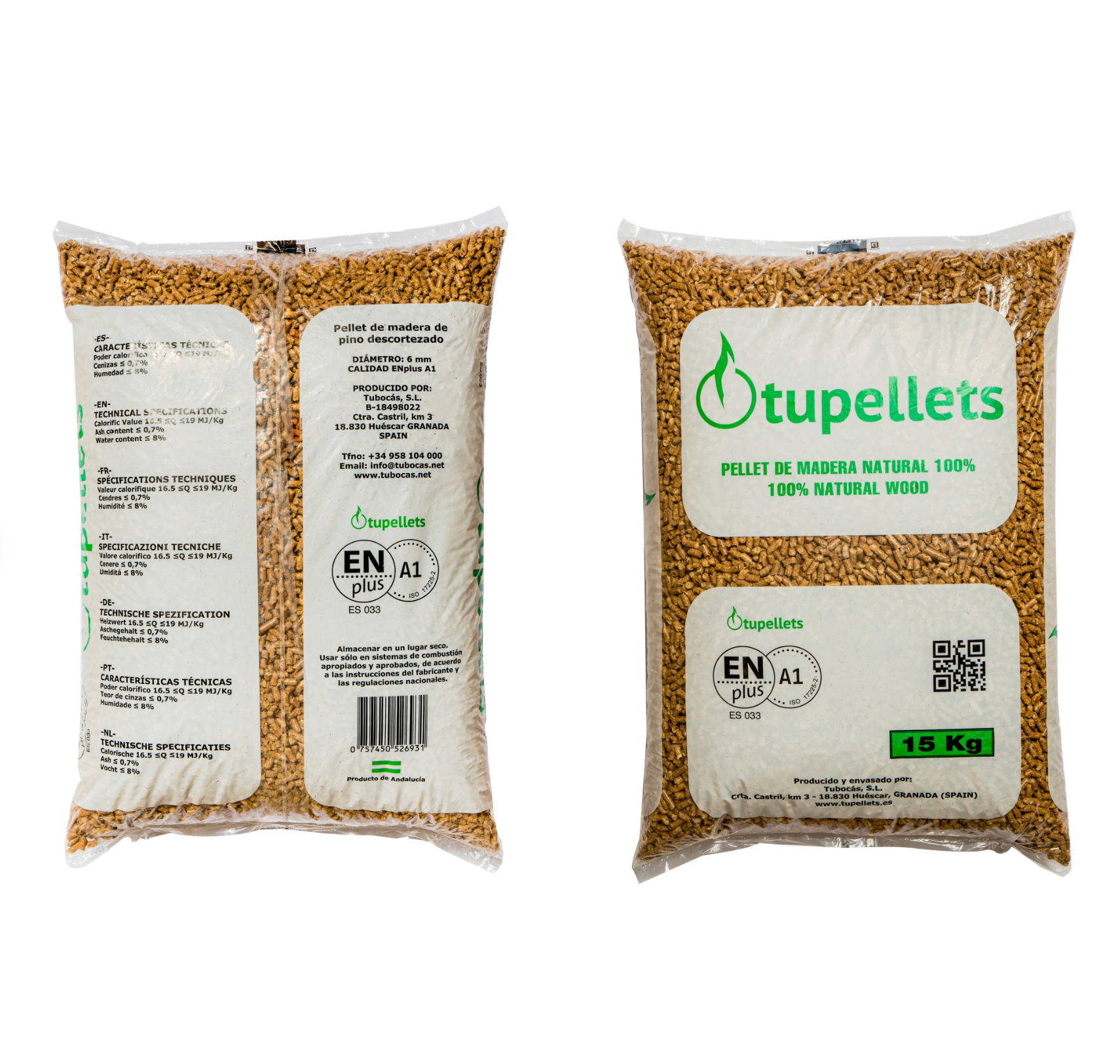 Tupellet 15 kg Premium Wood Pellets – EN Plus A1 Certified
