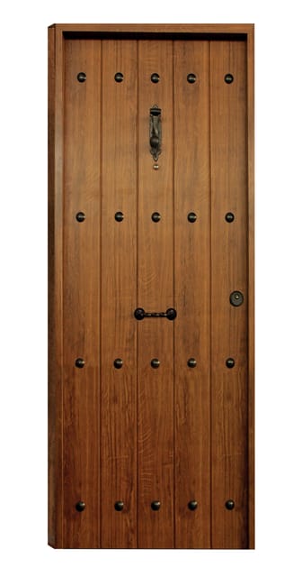 Metal Rustica entrance door – PVC Nogal – 80 cm – left-hand opening