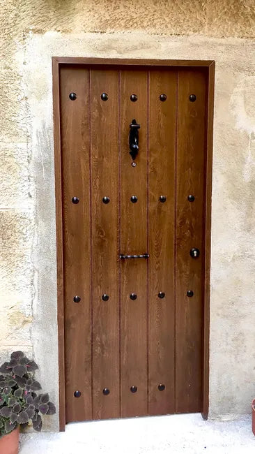 Metal Rustica entrance door – PVC Nogal – 80 cm – left-hand opening