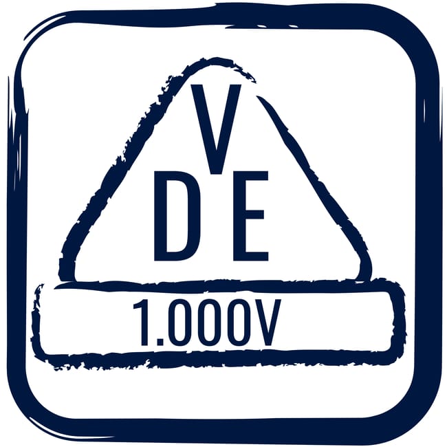 VDE certification logo indicating safe usage up to 1.000V for Insulated Phillips Screwdriver PH1