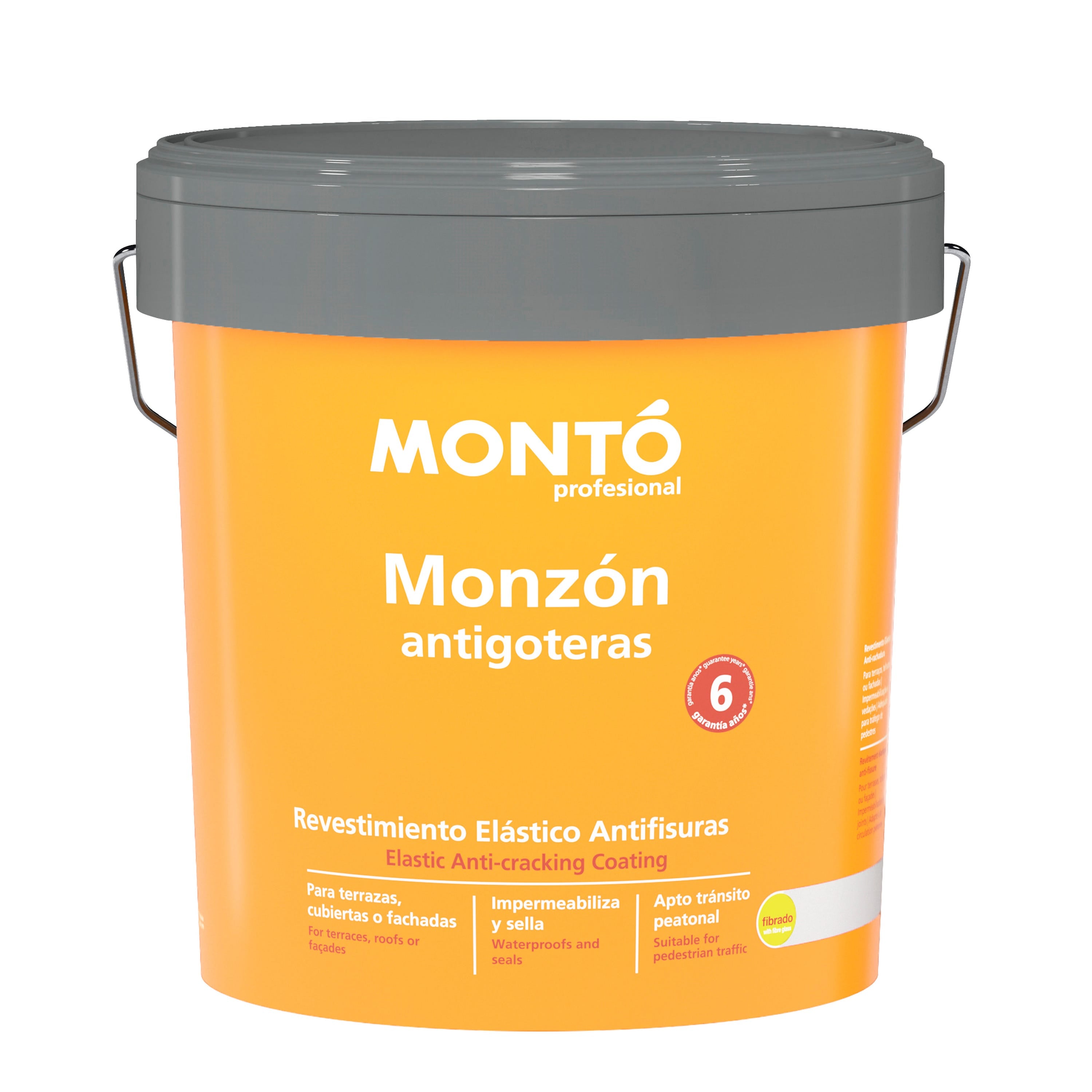 Monzon Fiber-Reinforced Rubber Waterproofing Coating - Grey - 14 L