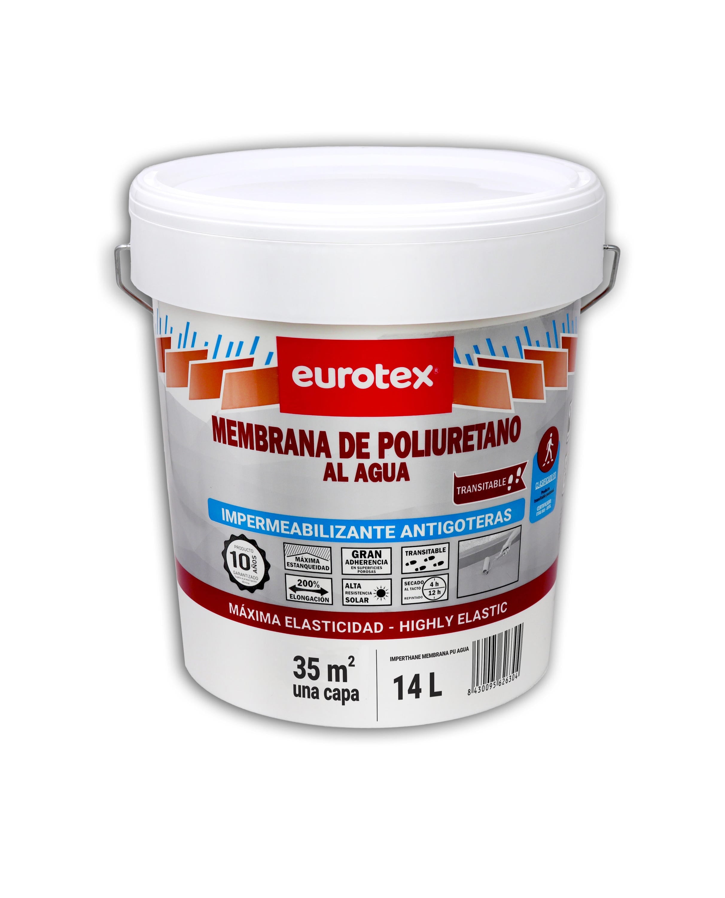 Eurotex Water-Based Polyurethane Waterproofing Membrane - Grey - 14 L