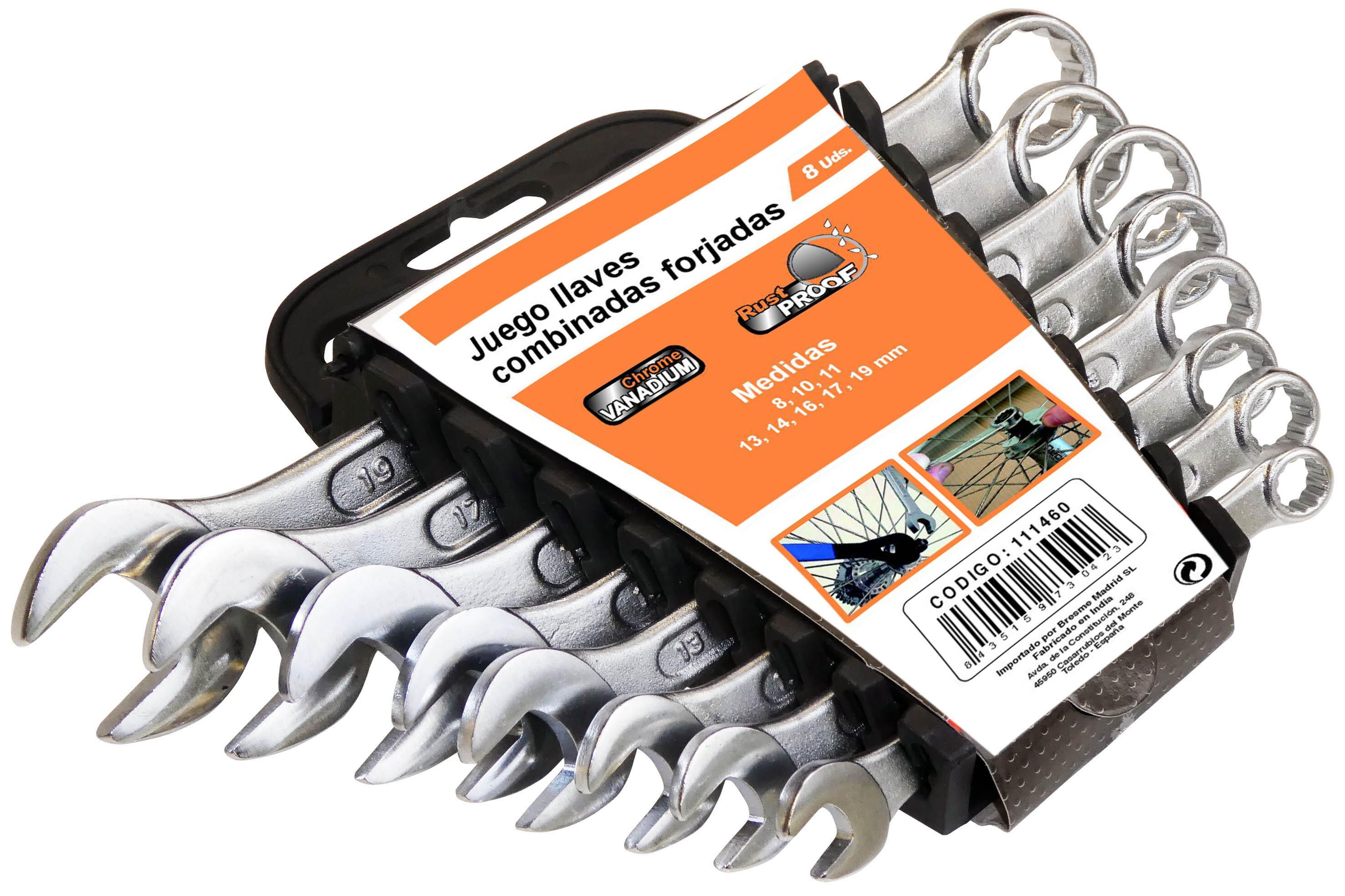 8-Piece Chrome Vanadium Combination Wrench Set (6-22 mm)