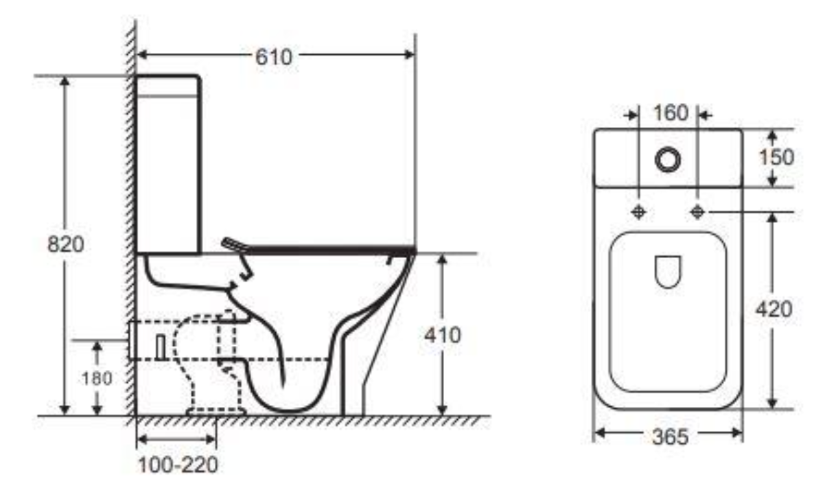 Pack WC Compaq Salida Dual – 36.5 × 61 × 82 cm, White