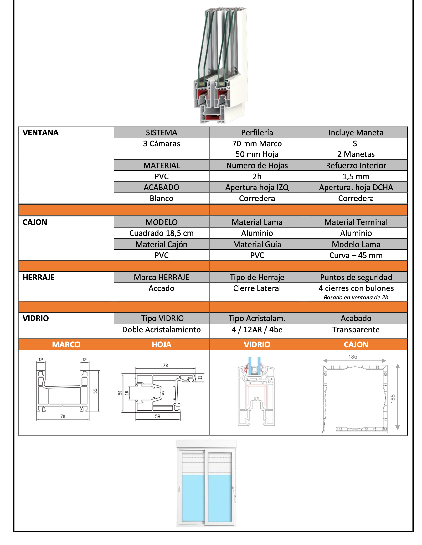 PVC sliding balcony door – White – 150 × 218 cm