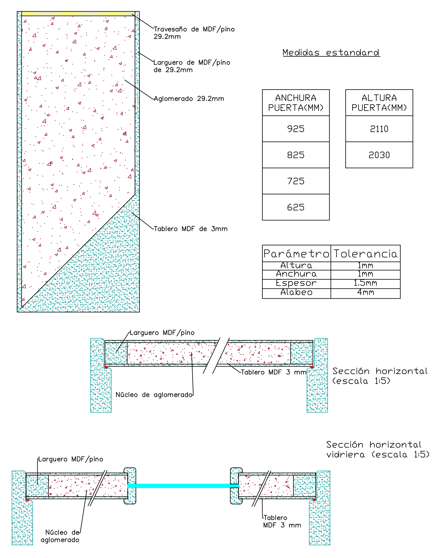 Inner block door – White lacquered – 82.5 cm – Left-opening