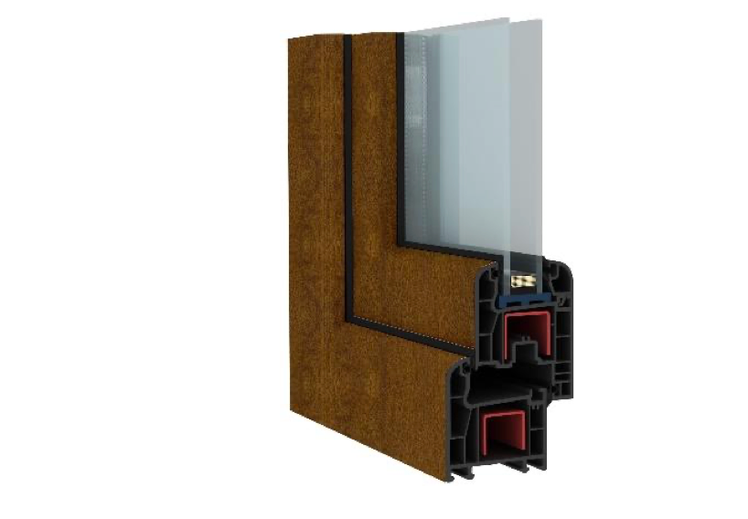 Puerta de balcón de PVC – decoración de madera de roble – 90×200 cm – función oscilobatiente