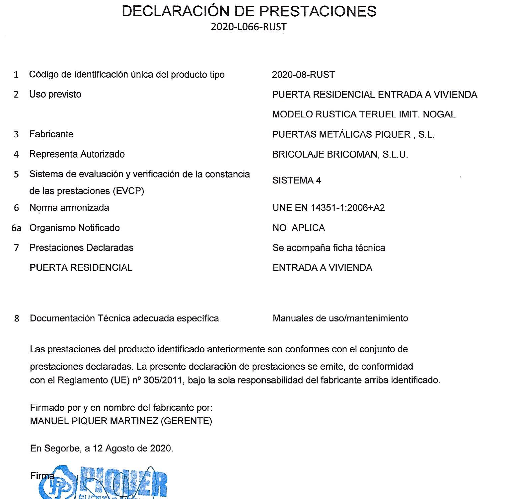 Eingangstür Metal Rustica – PVC Nogal – 80 cm – liens öffnend 