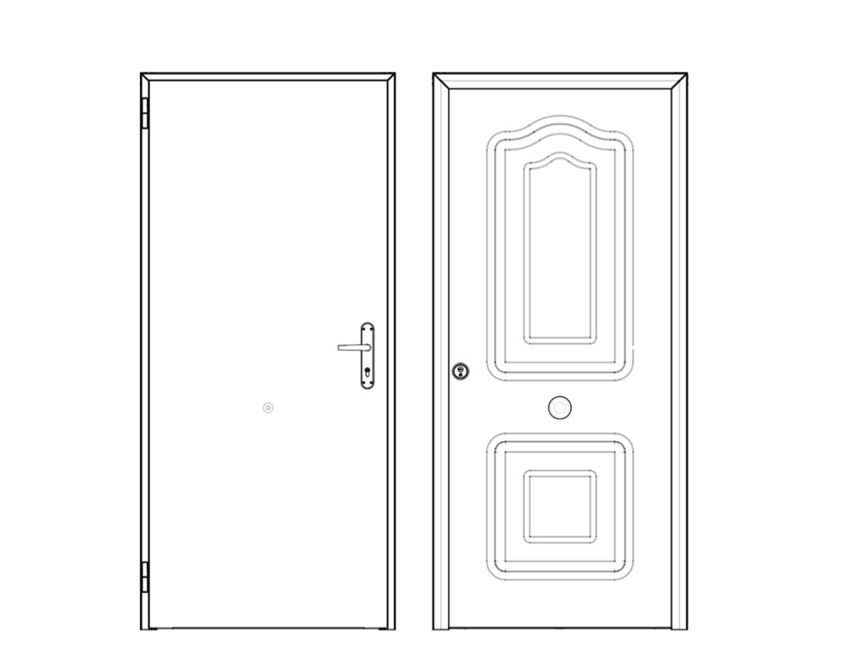 Residential front door – White lacquered – 91 cm – Left-hand opening