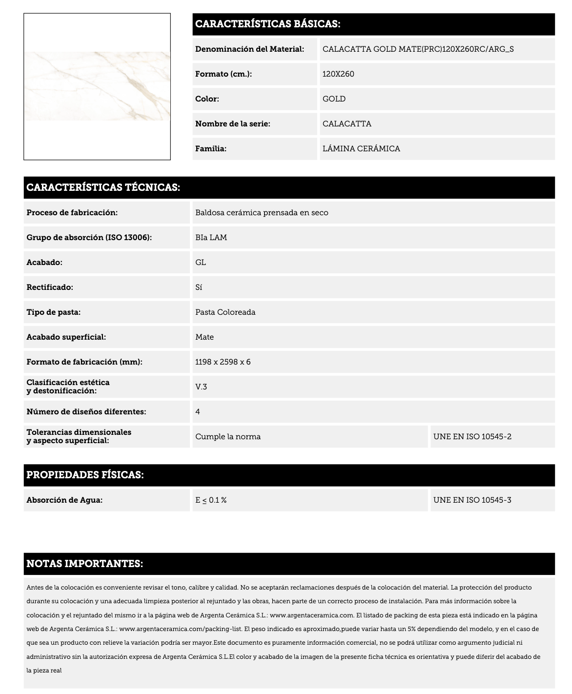 Porzellanplatte XXL Calacatta Gold – 120 × 260 cm – 3,12 m². 49,95€/m 