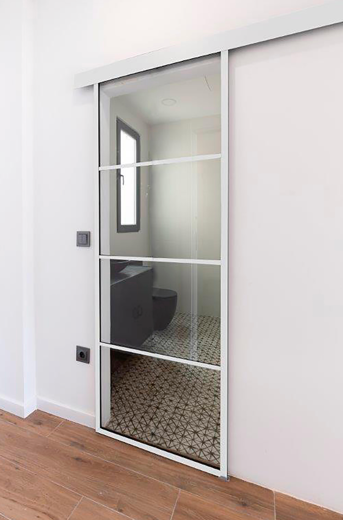 Aluminium-Schiebetür Atelier Barcelona – Blanc – 85 × 208 cm – 4 panneaux