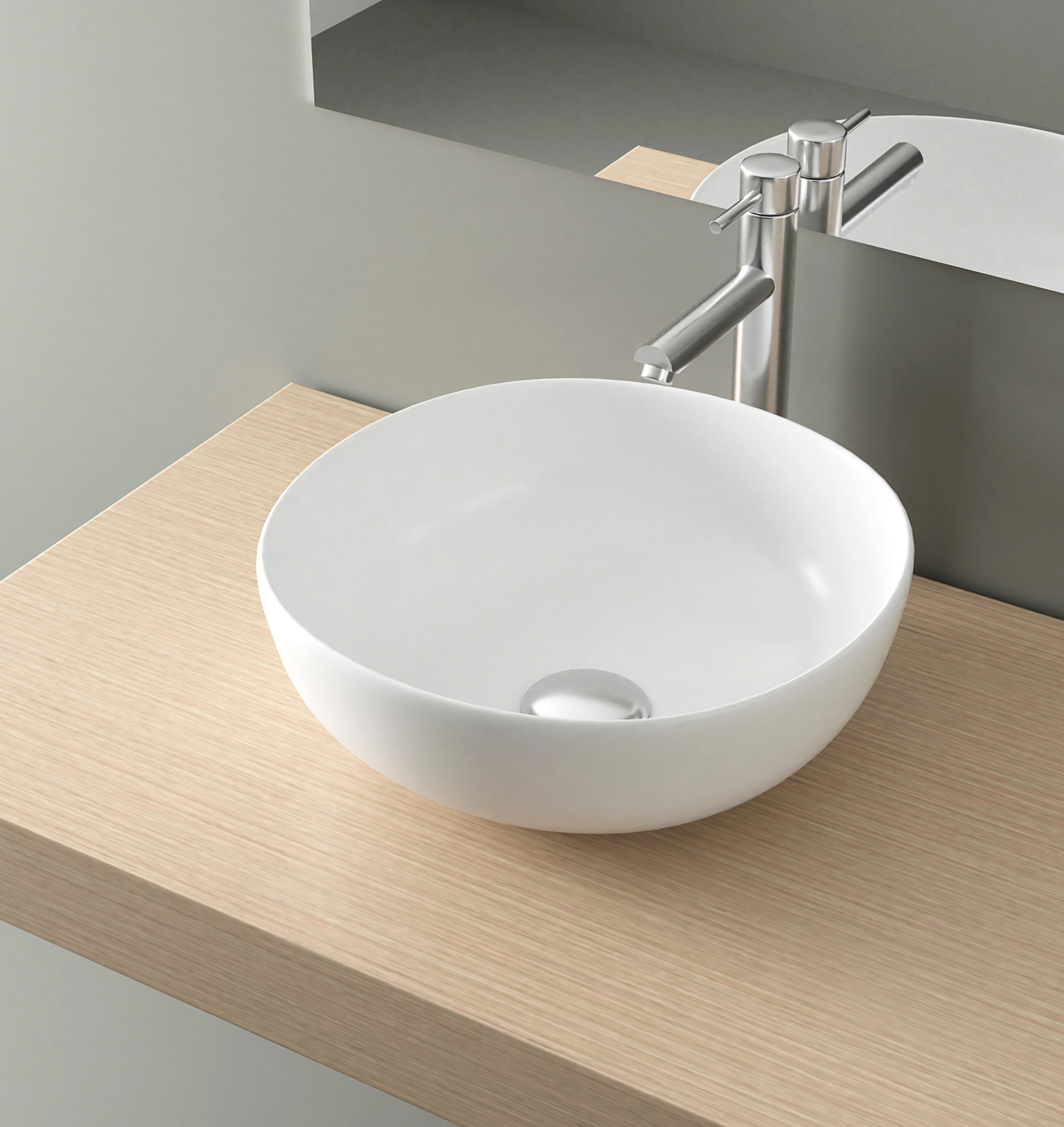 Countertop sink, round, 36 cm – Matt white