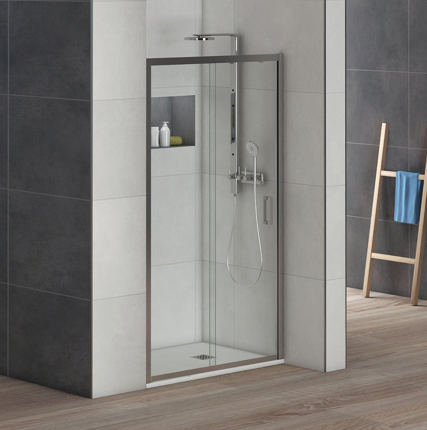 Denver Pro 130 cm shower screen – sliding door – chrome