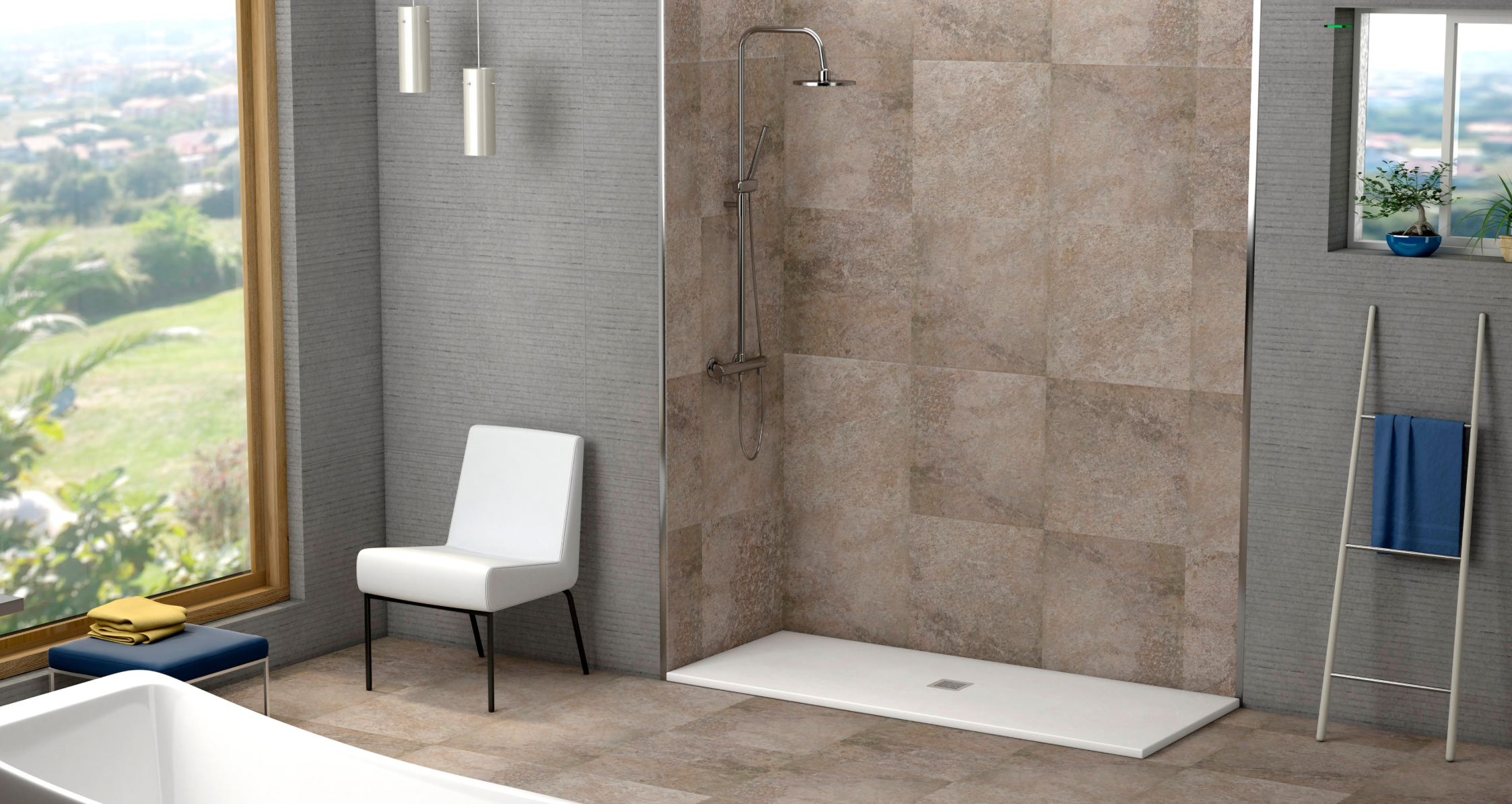 Plato de ducha rectangular de resina Valencia – Blanco – 70×120×3cm