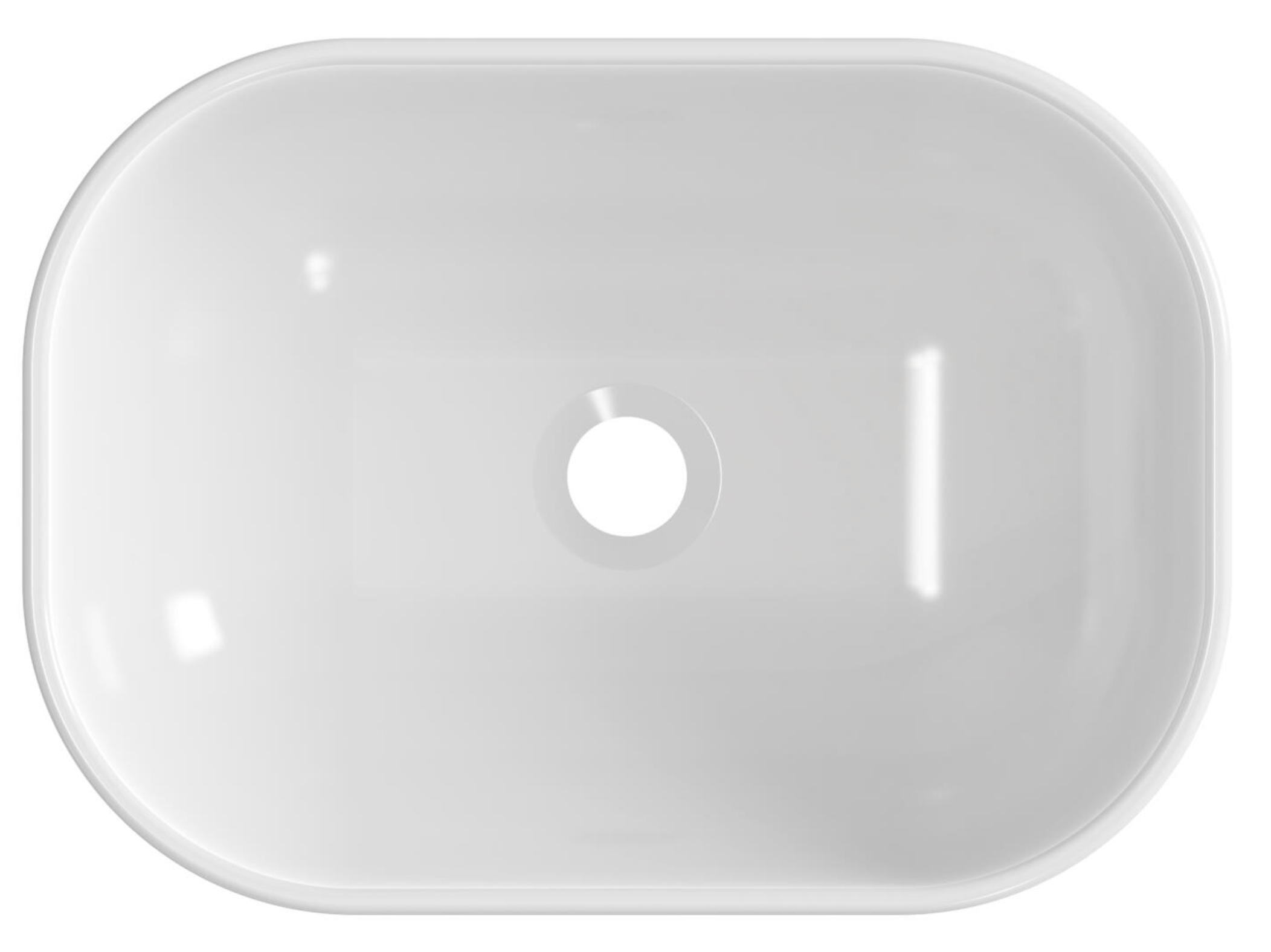 Oval countertop sink – Glossy white – 46.5 × 34 × 12 cm