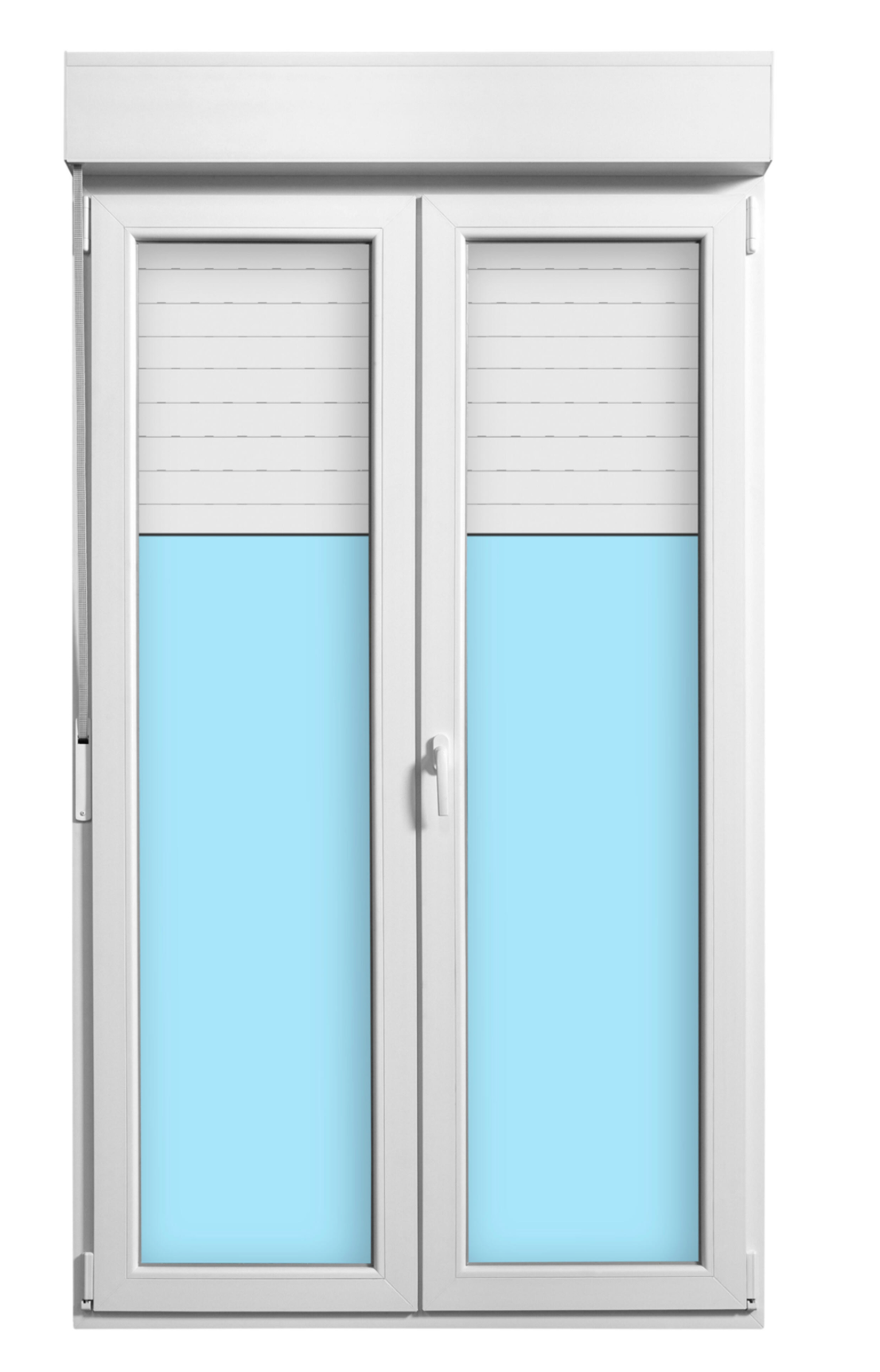 PVC balcony door – white – 120 × 218 cm – with roller shutter