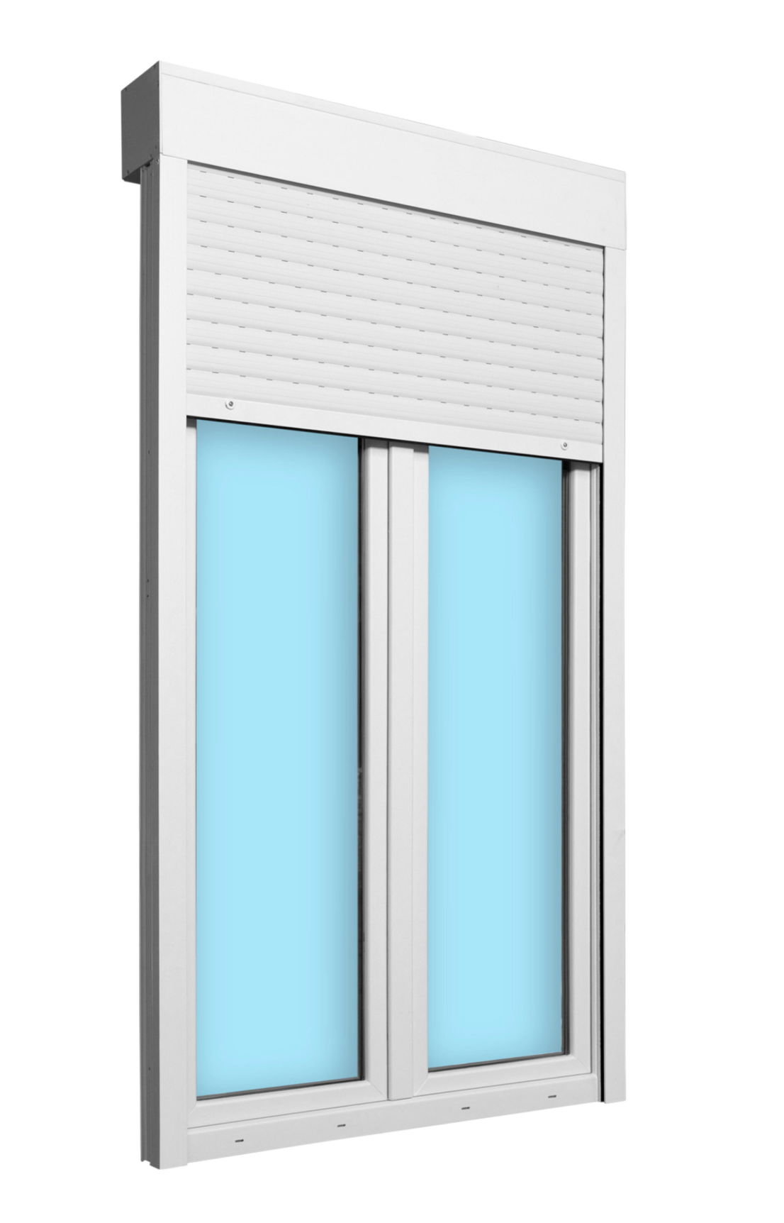 Puerta de balcón de PVC – blanca – 120×218cm – con persiana enrollable