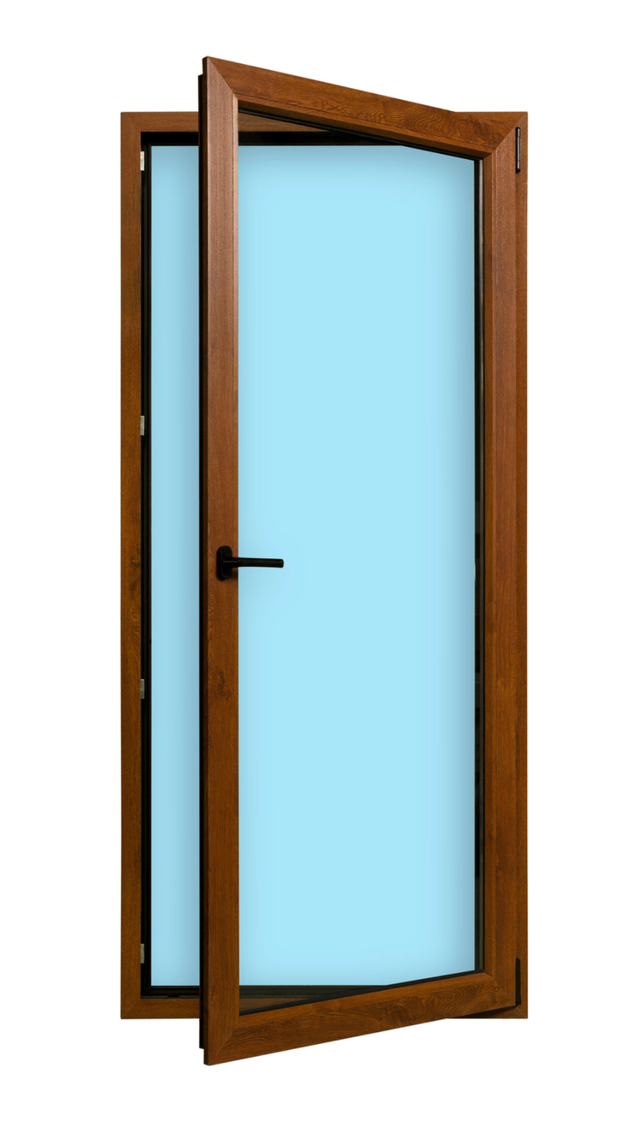 PVC balcony door – oak wood decor – 90 × 200 cm – turn/tilt function