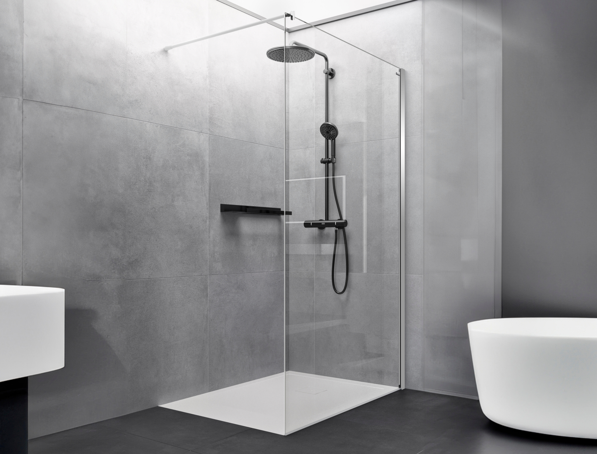 Walk-in shower screen Duscholux D0-Pro 100 × 200 cm – chrome