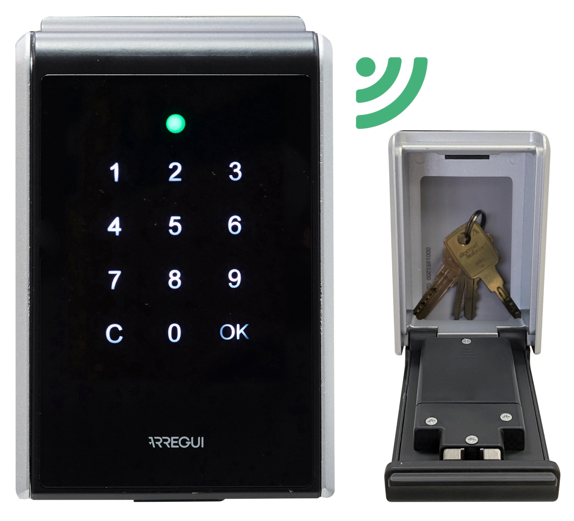 KEEPER‑E electronic key safe – Silver (Plata) – 38 × 12 × 8 cm