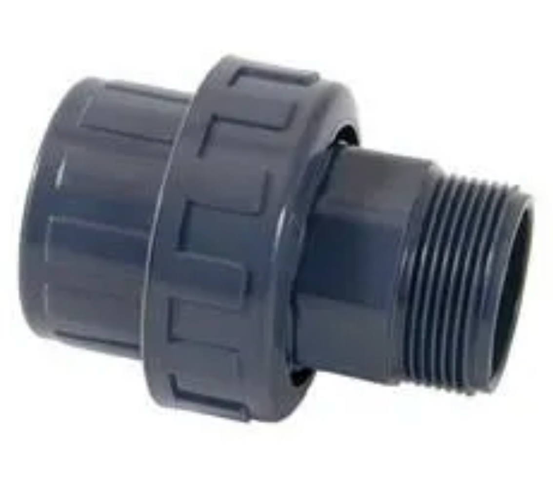 PVC press adapter 50 mm – 1″ × 1½″ – 3-piece