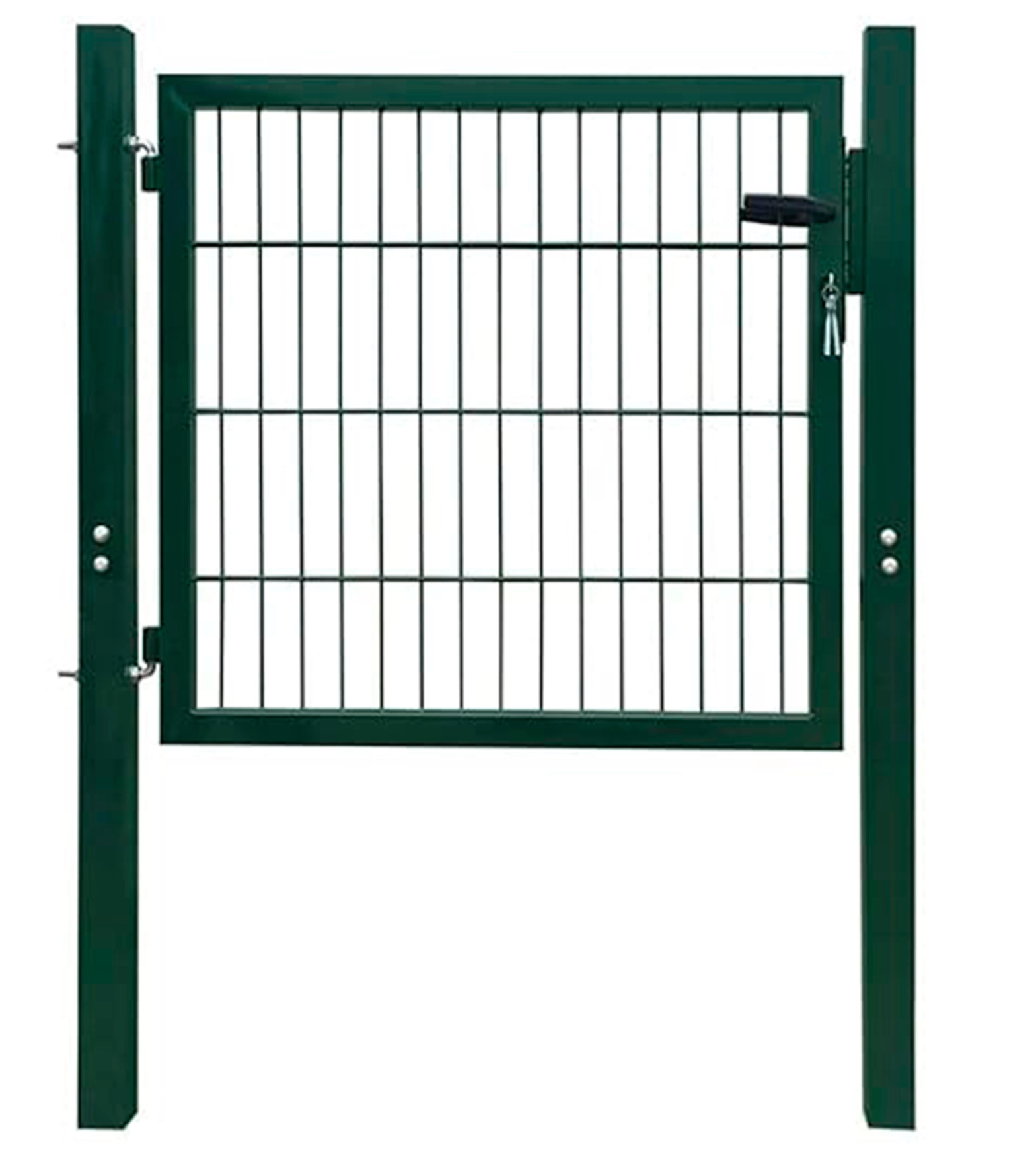Grüne Gartentür mit quadratischem Pfosten – 1 × 1,5 m, Malla 50×50 mm