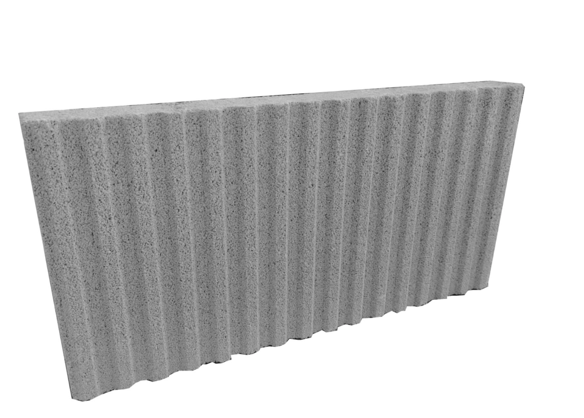 Mauerabdeckplatte aus Beton – Grau, 40 × 19 × 4 cm, gerillte Oberfläche