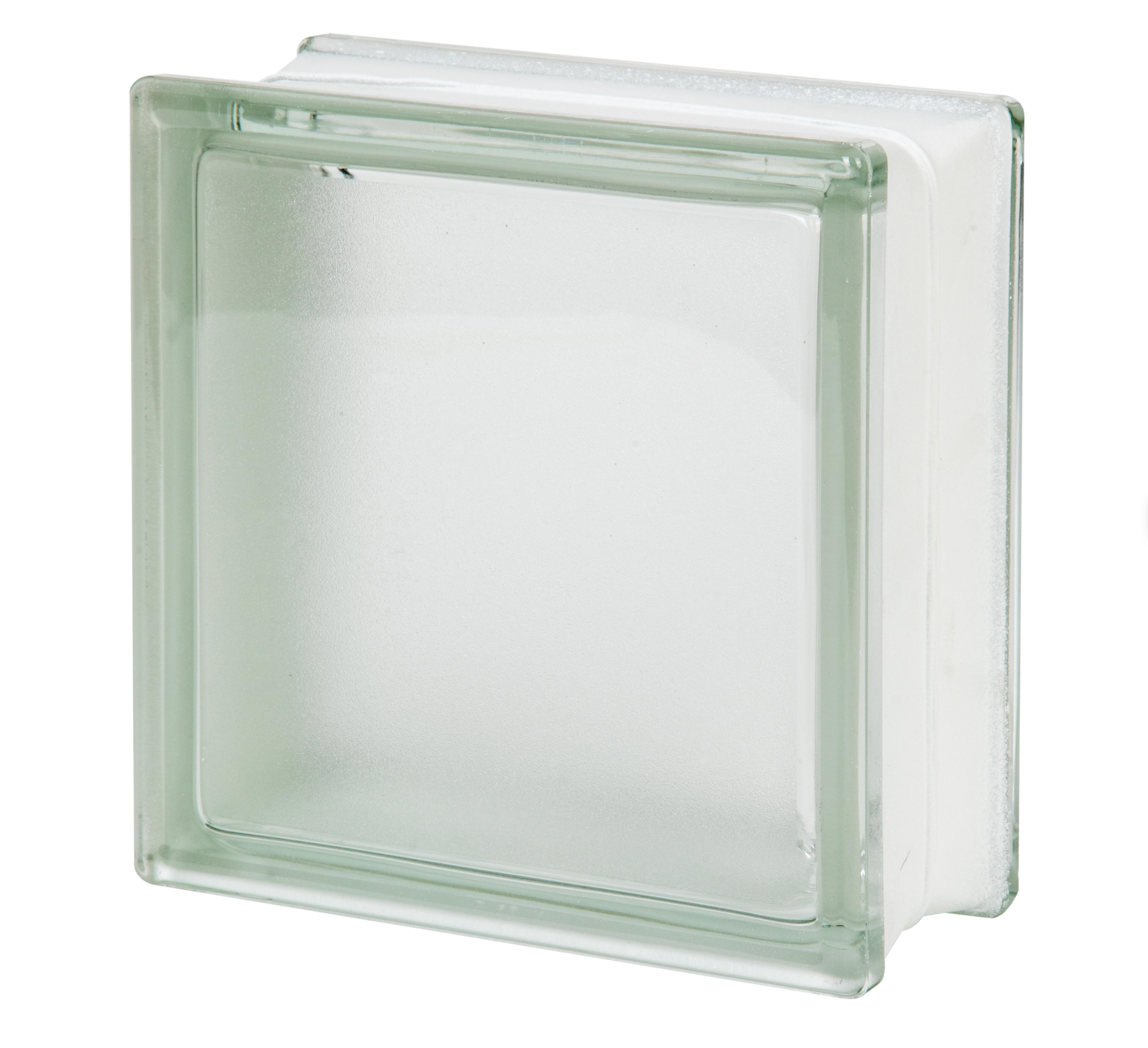 Glasbaustein satiniert – 19 × 19 × 8 cm