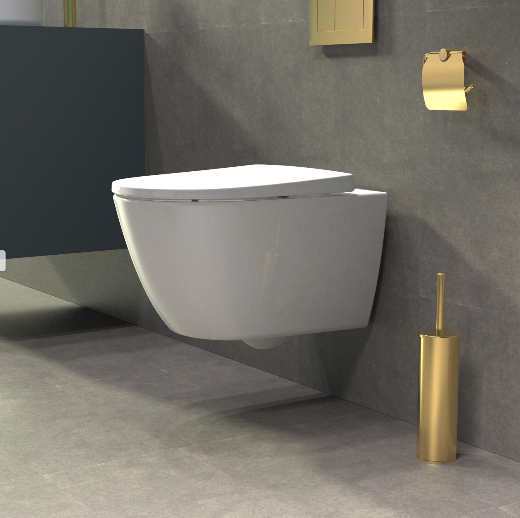 Wall-mounted toilet brush holder “Rondo” – PVD finish “Old Gold”