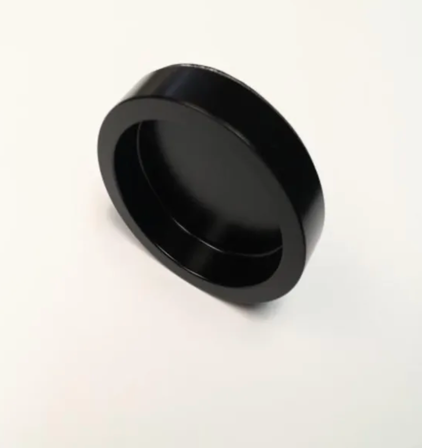 Round sliding door handle, black – aluminum, ø 50 mm