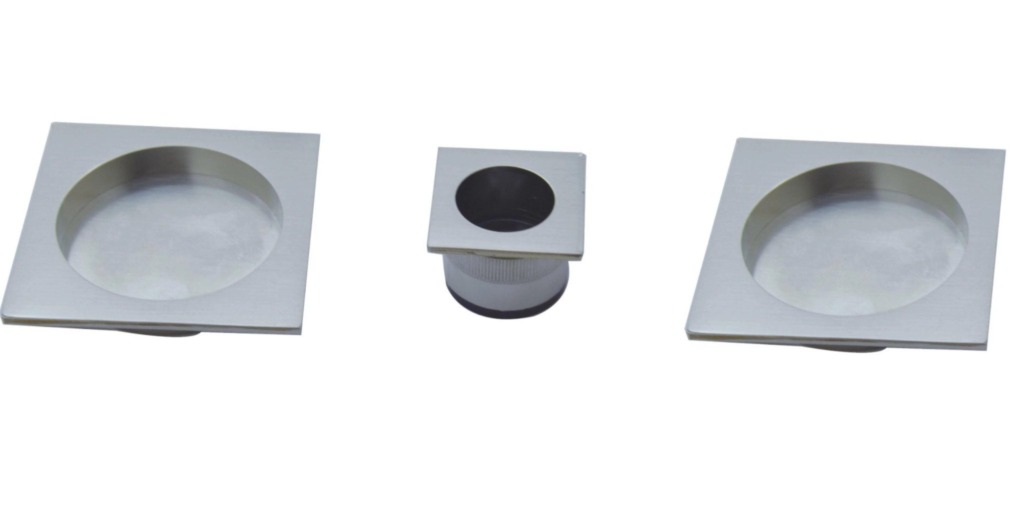 Quadratische Schiebetür-Zugmulden & Öffnungskanal – Nickel‑Finish, Ø 31,27 mm