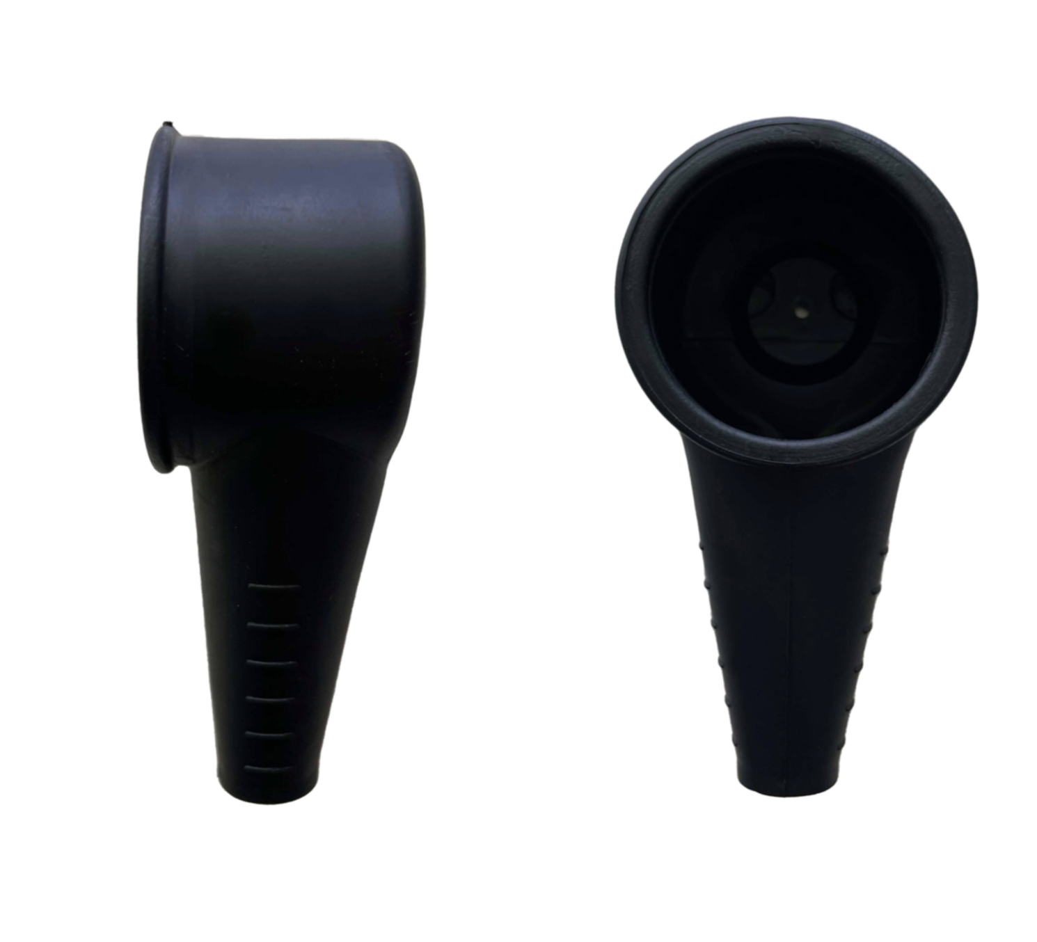 Flexible battery terminal covers – positive and negative, black rubber, head diameter 30 mm / shaft diameter 10 mm