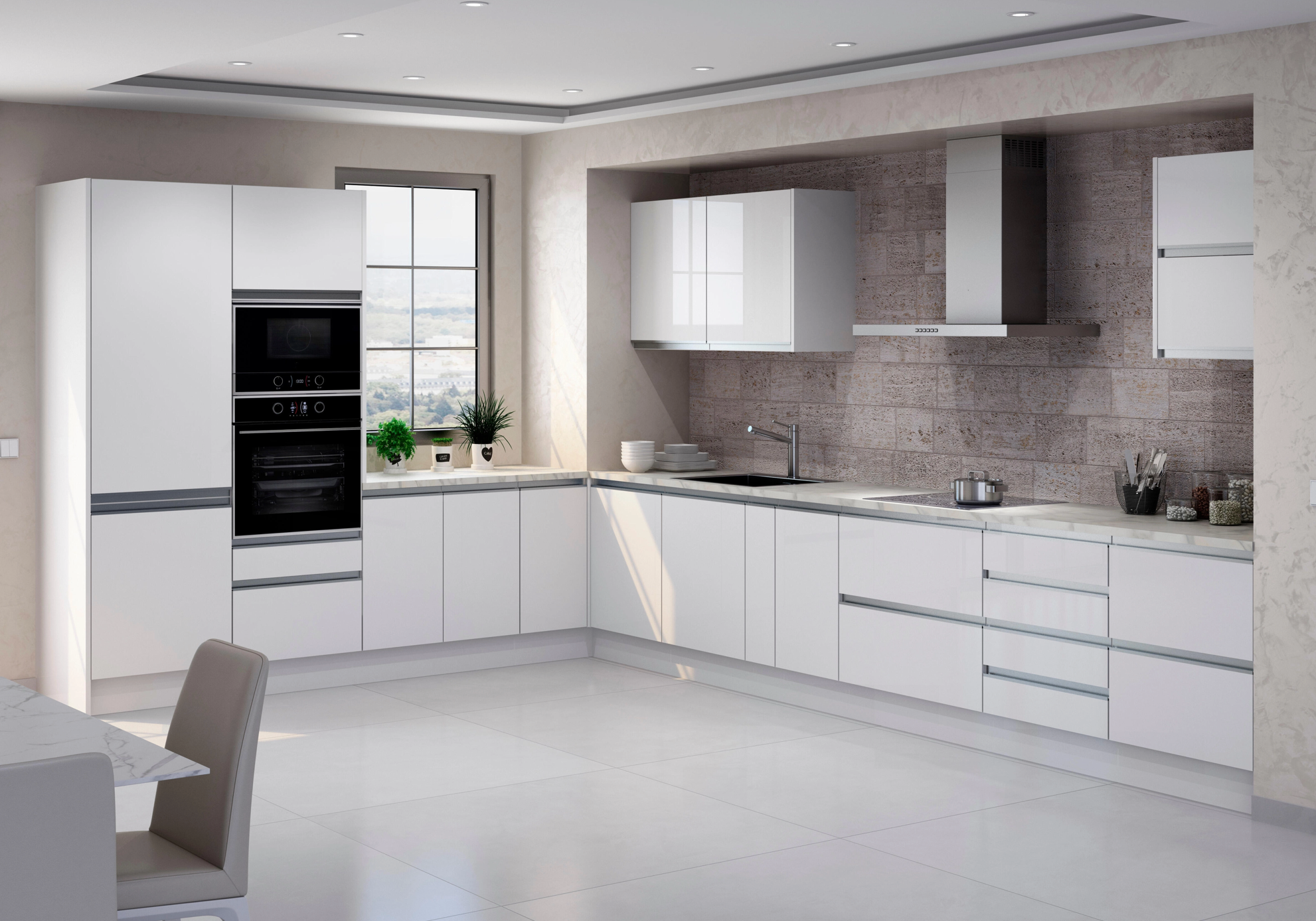 Valencia kitchen – high-gloss white – 2.60 m kitchen length