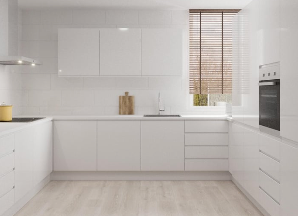 Valencia kitchen – high-gloss white – 2.60 m kitchen length
